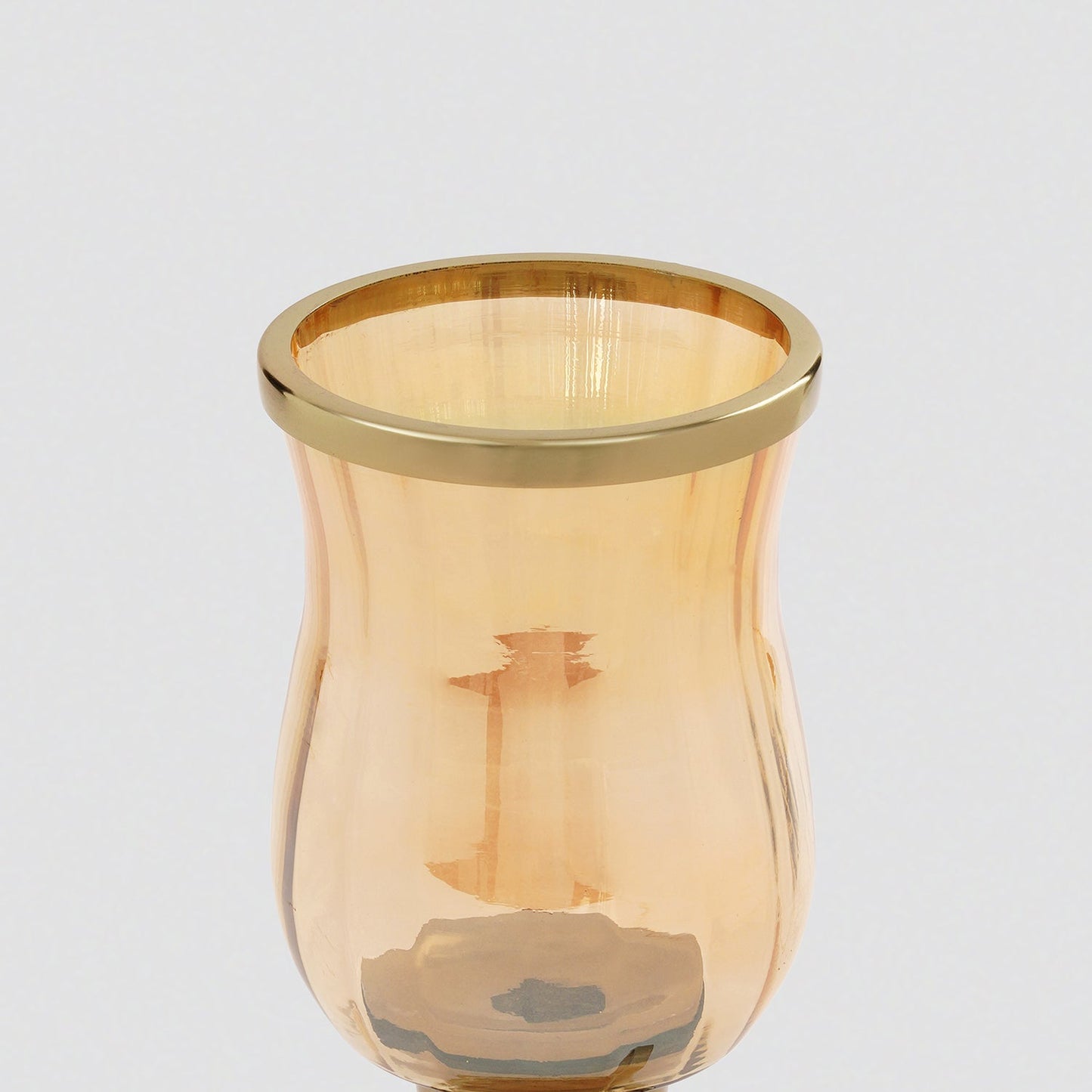 Amber Glass Hurricane Candle Holder with Handle