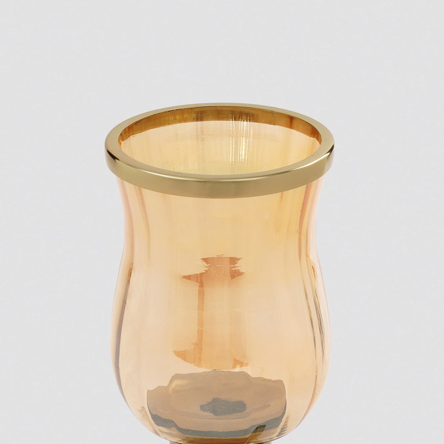 Amber Glass Hurricane Candle Holder with Handle