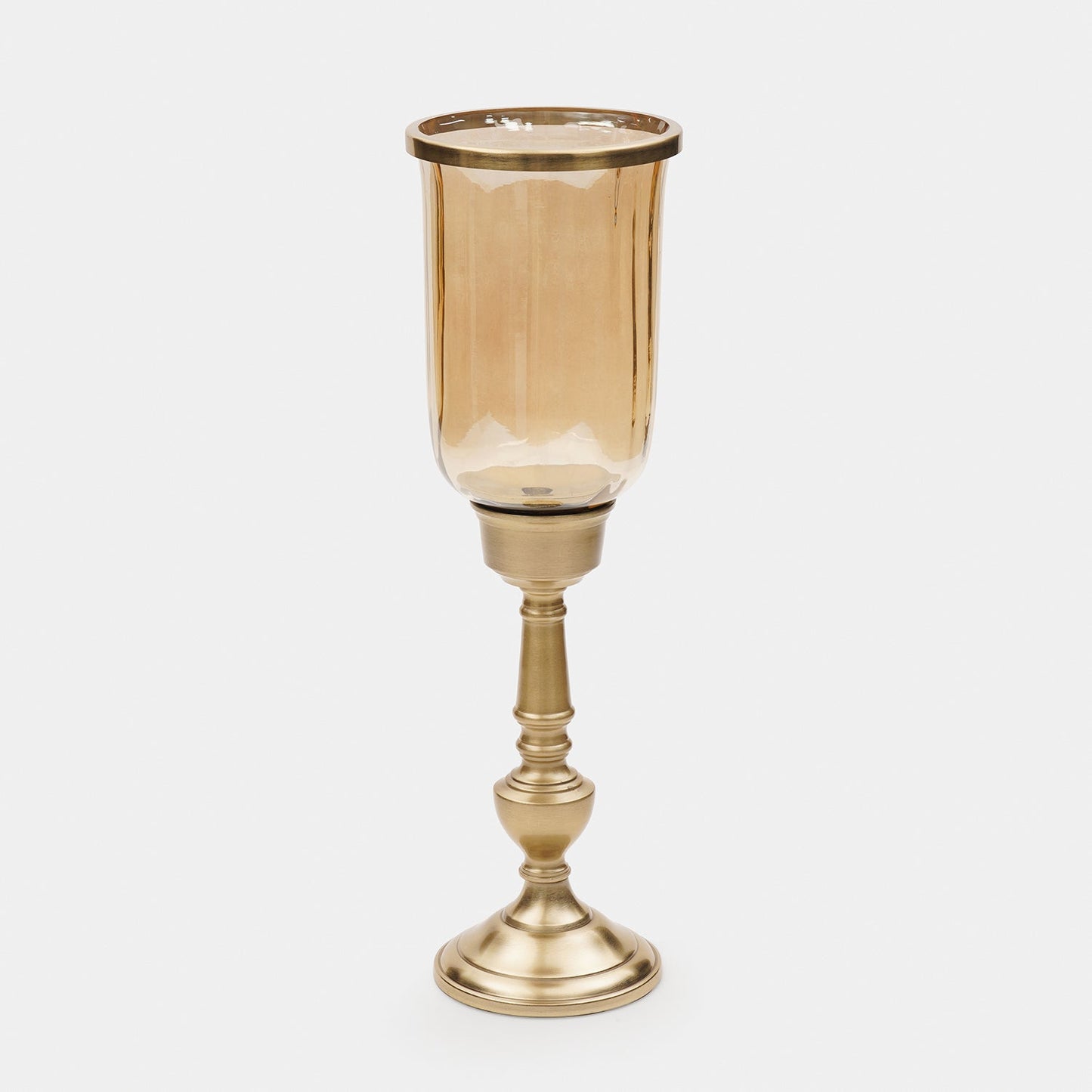 Amber Glass Hurricane Candle Holder