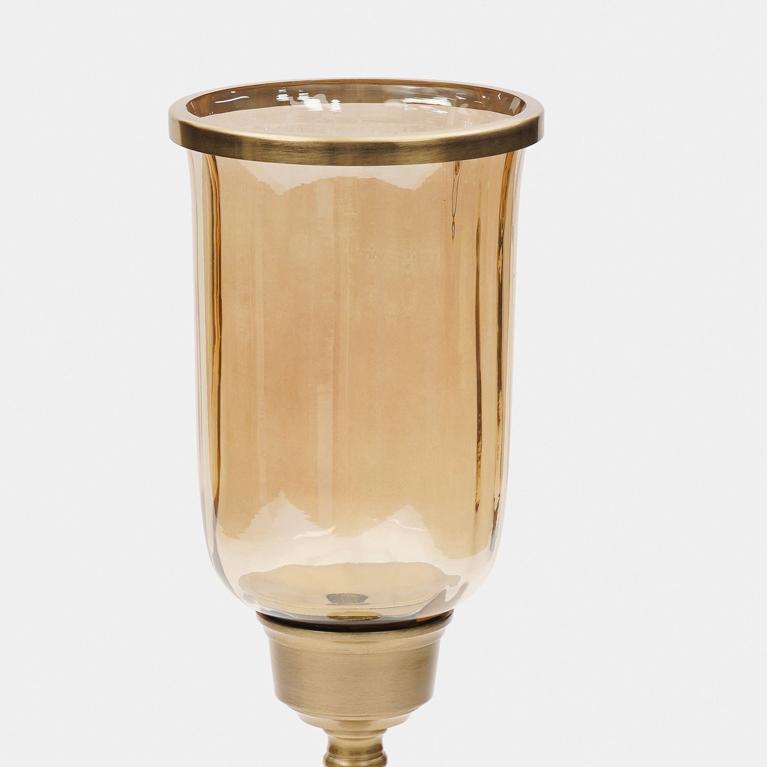 Amber Glass Hurricane Candle Holder