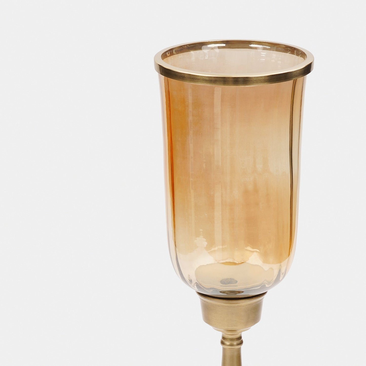 Amber Glass Hurricane Tall Candle Holder