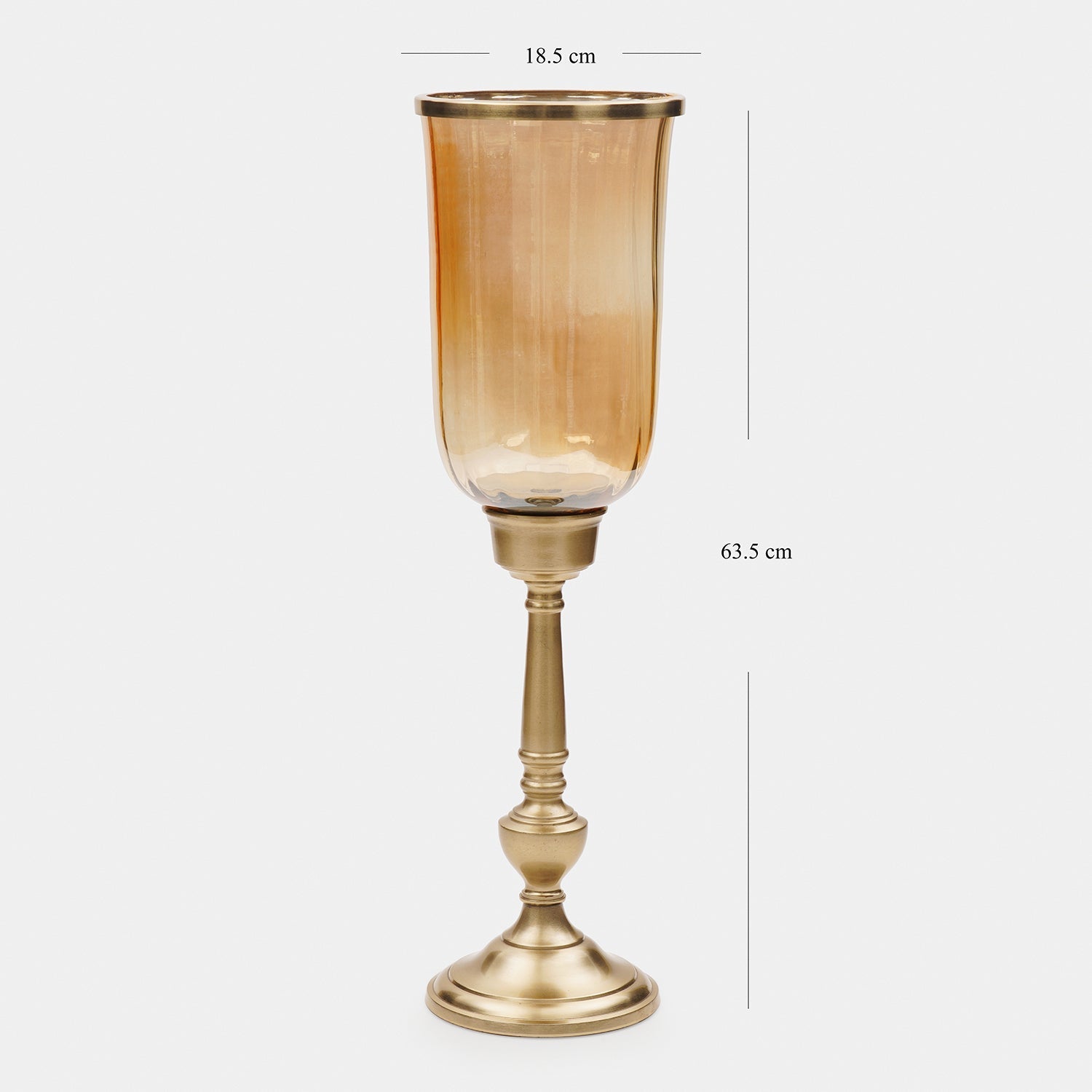 Amber Glass Hurricane Tall Candle Holder