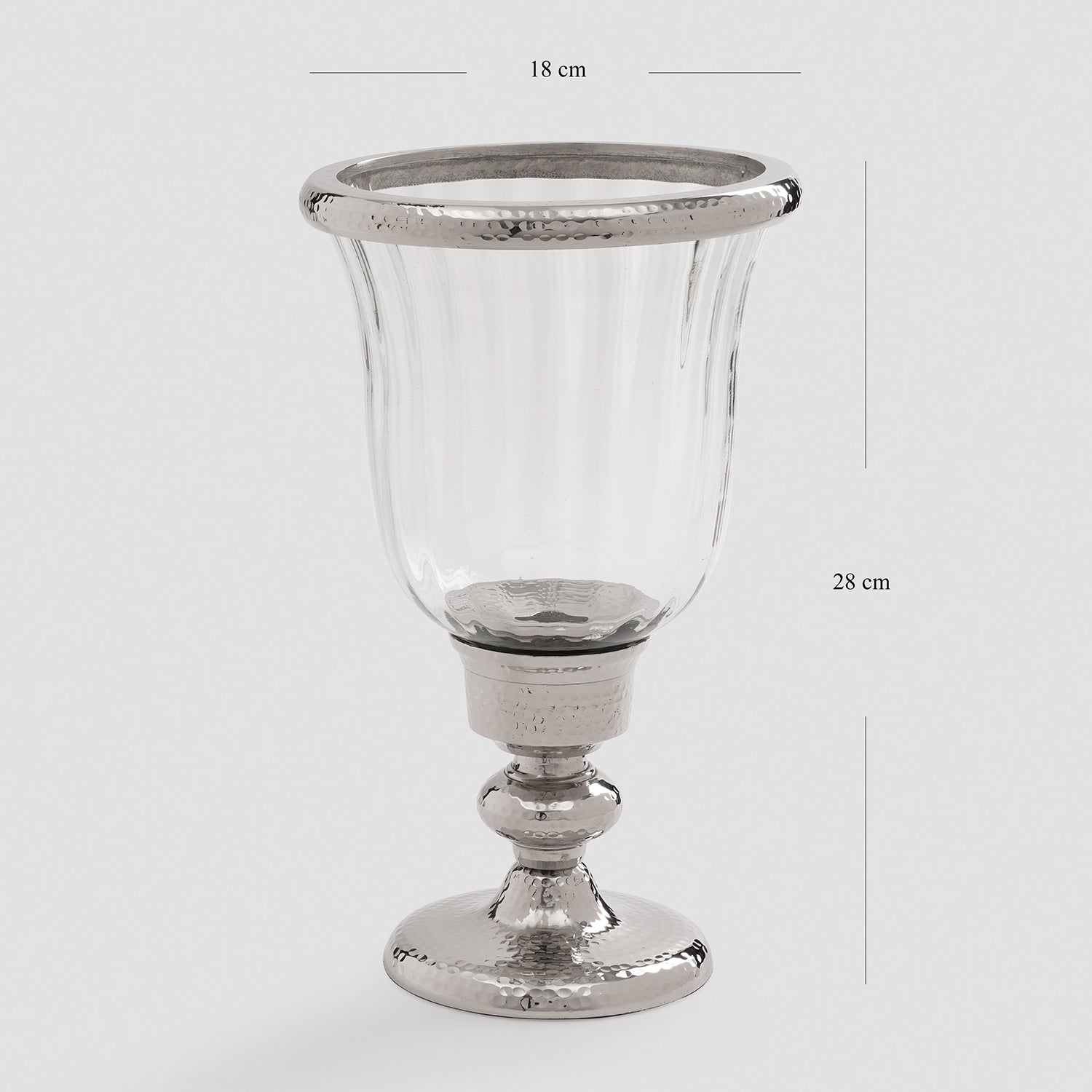 Silver Hammered Hurricane Candle Holder