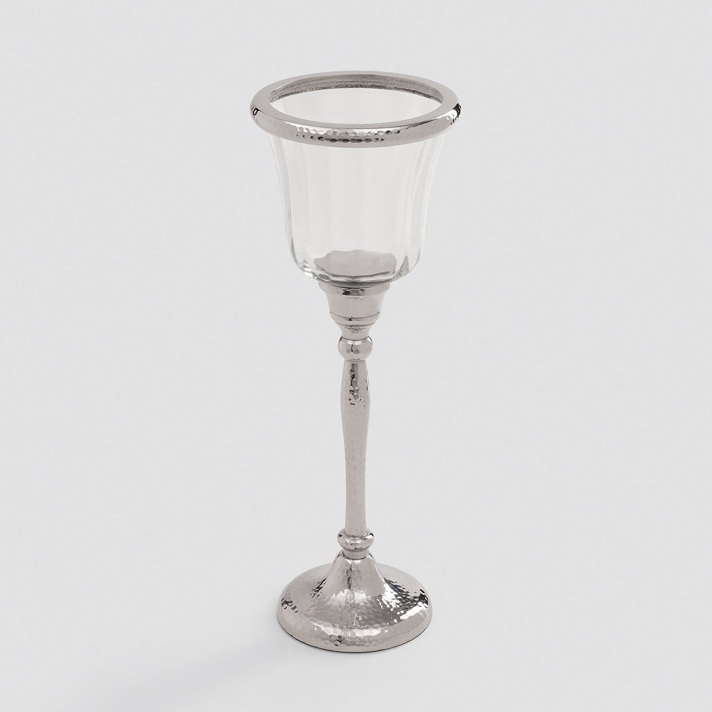 Silver Hurricane Candle Holder With Stand - Large