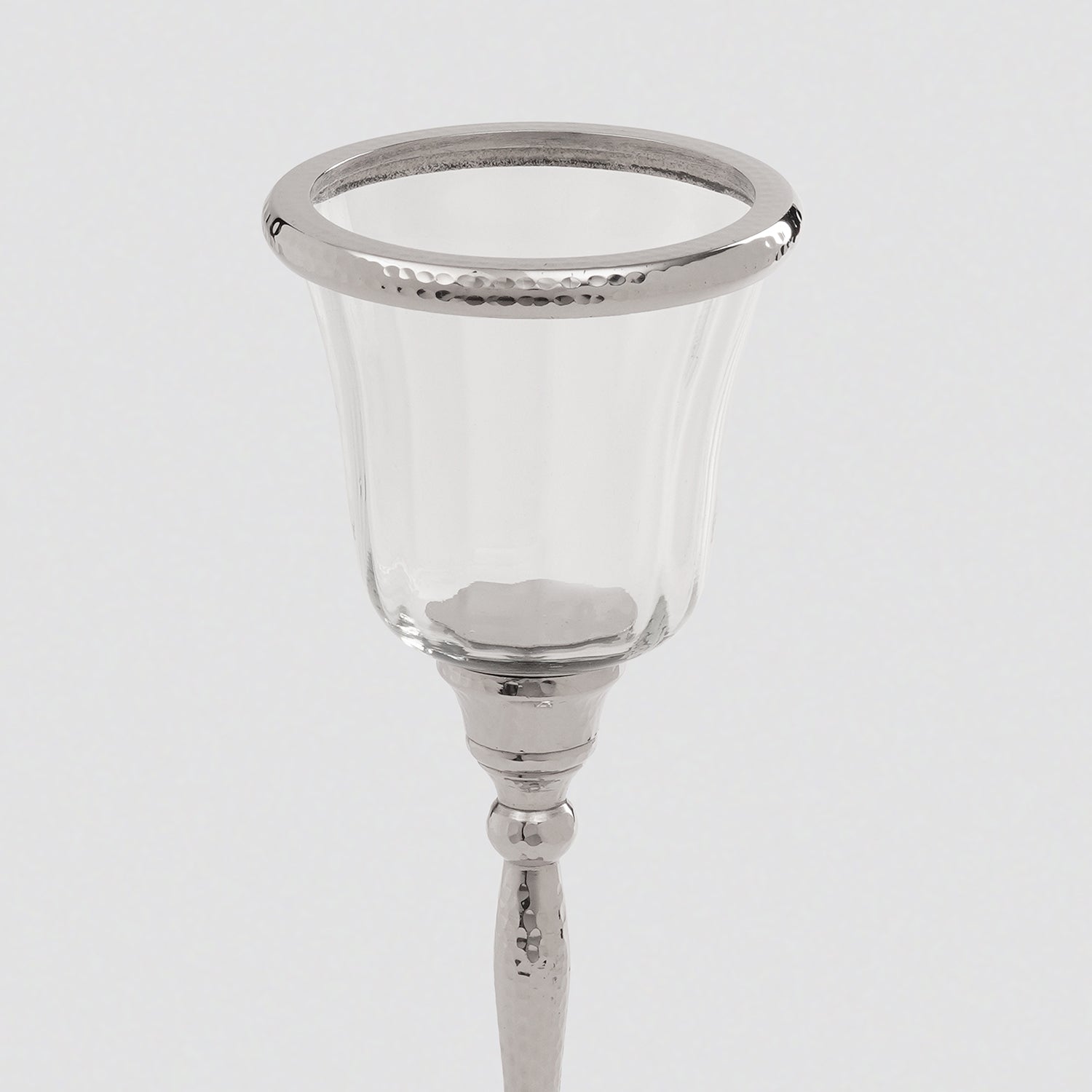Silver Hurricane Candle Holder With Stand - Large