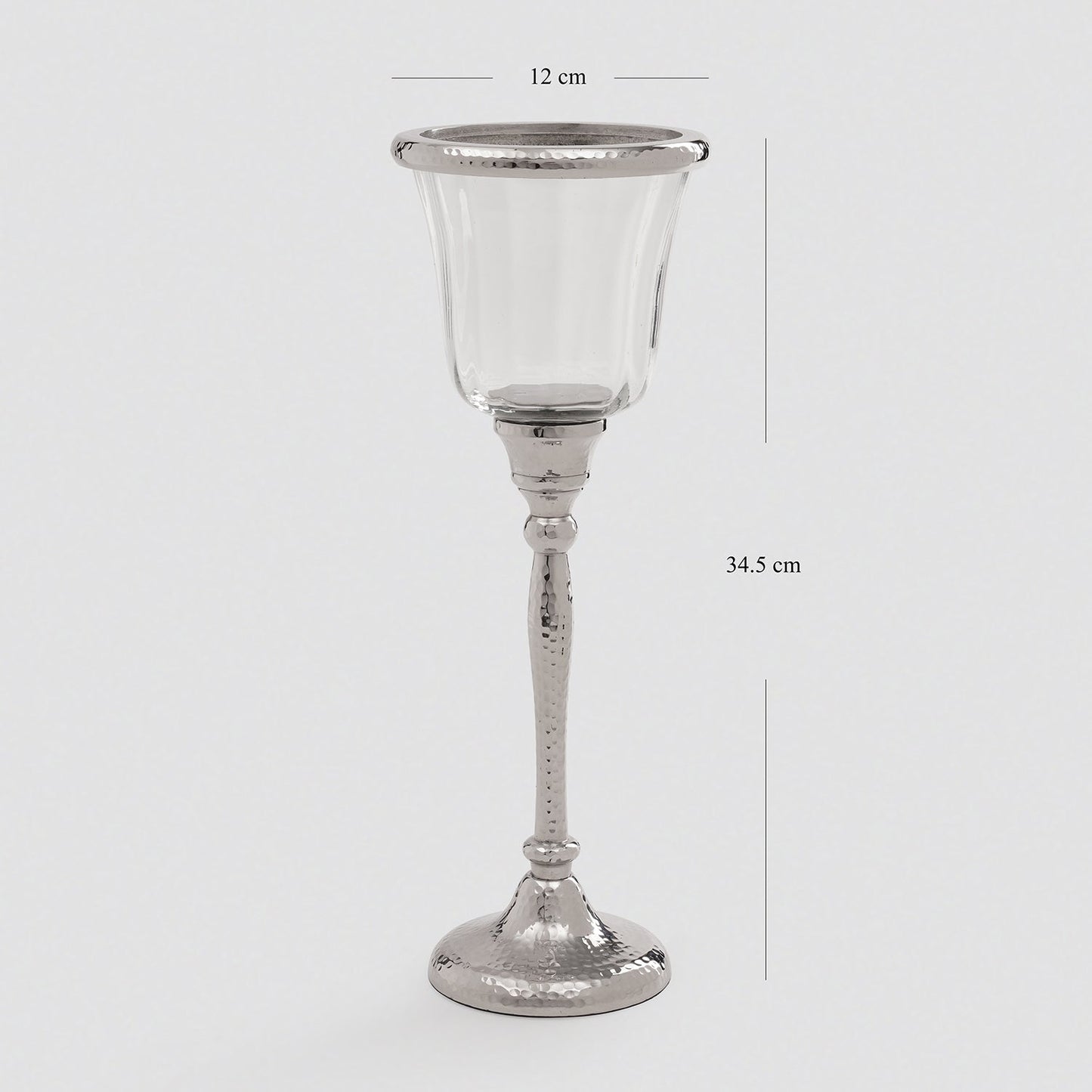 Silver Hurricane Candle Holder With Stand - Large