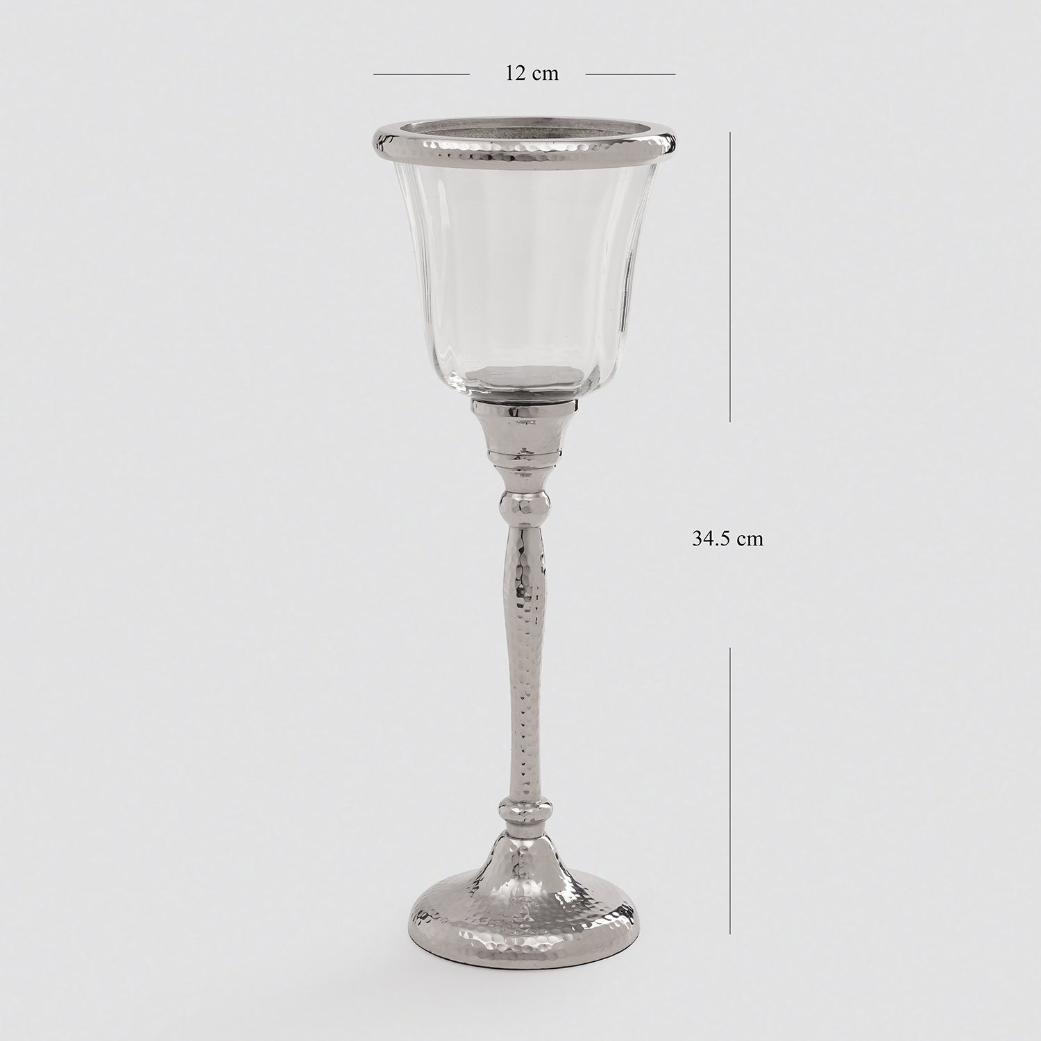 Silver Hurricane Candle Holder With Stand - Large