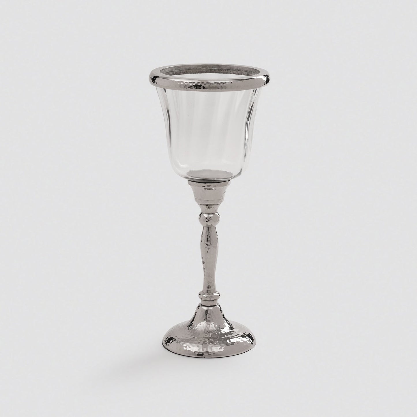 Silver Hurricane Candle Holder With Stand - Small