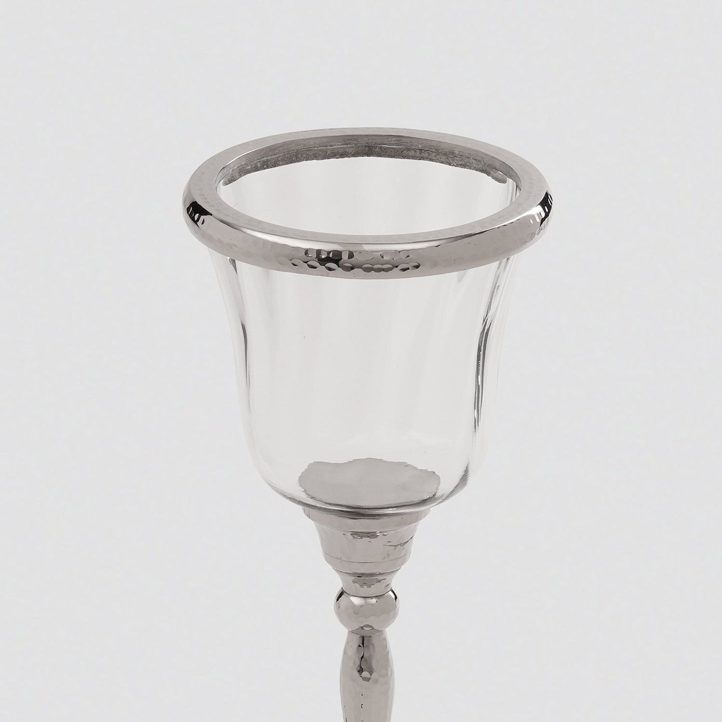 Silver Hurricane Candle Holder With Stand - Small