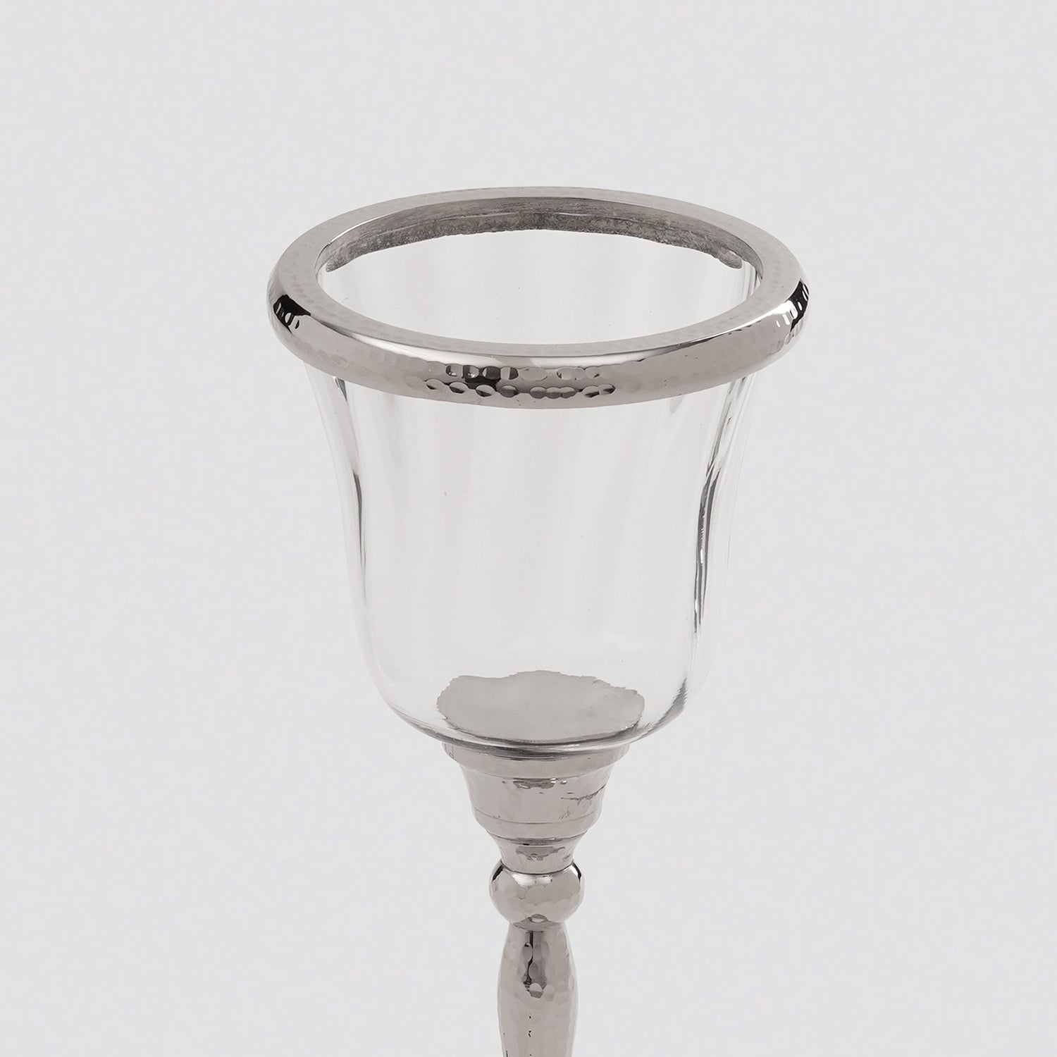 Silver Hurricane Candle Holder With Stand - Small