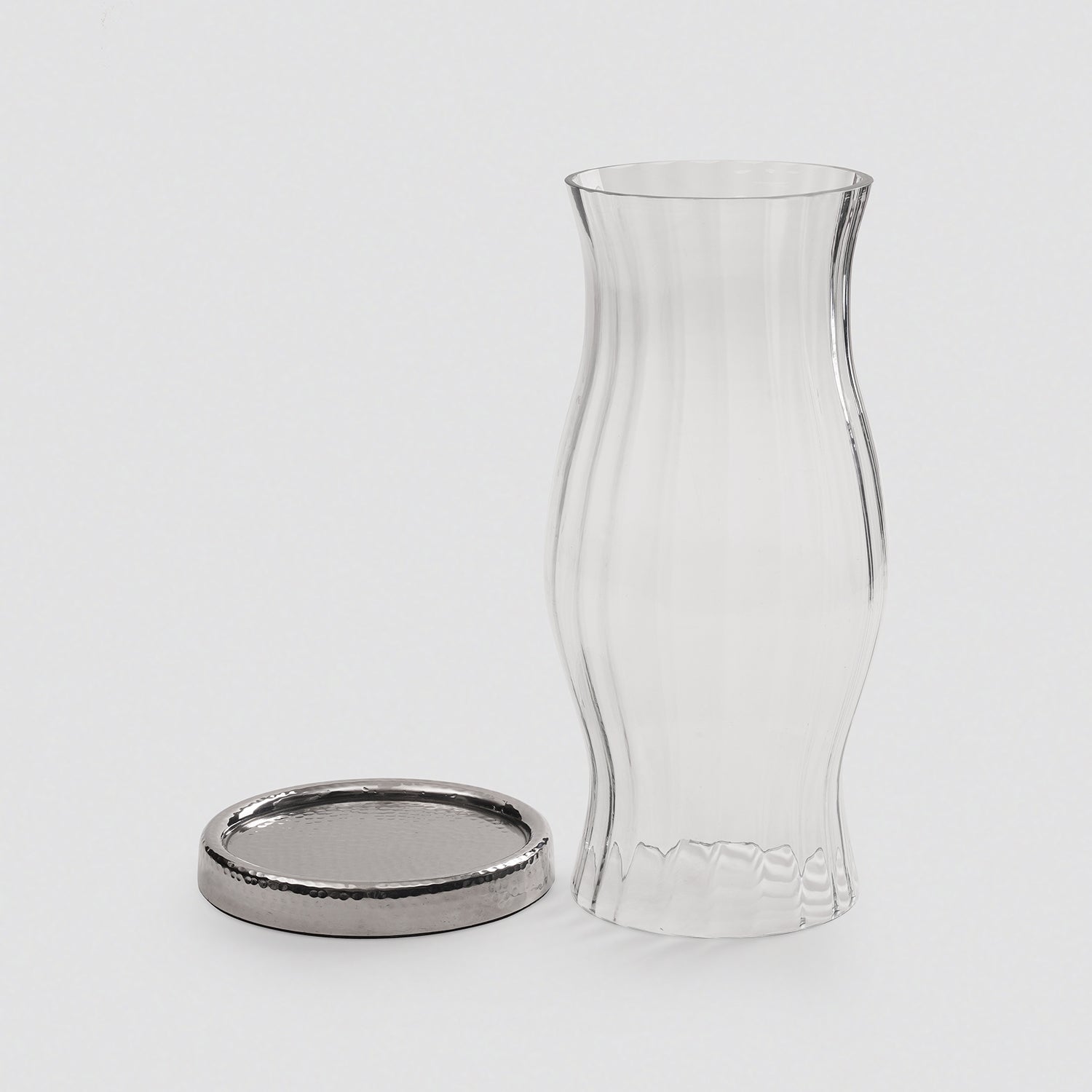 Silver Glass Hammered Hurricane