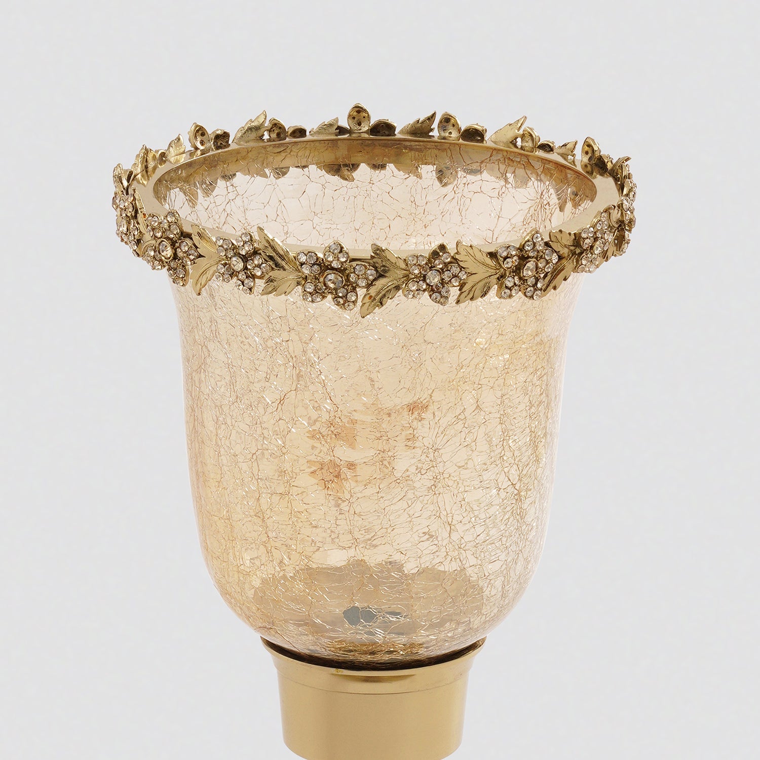 Amber Crackled Tall Glass Hurricane - Large