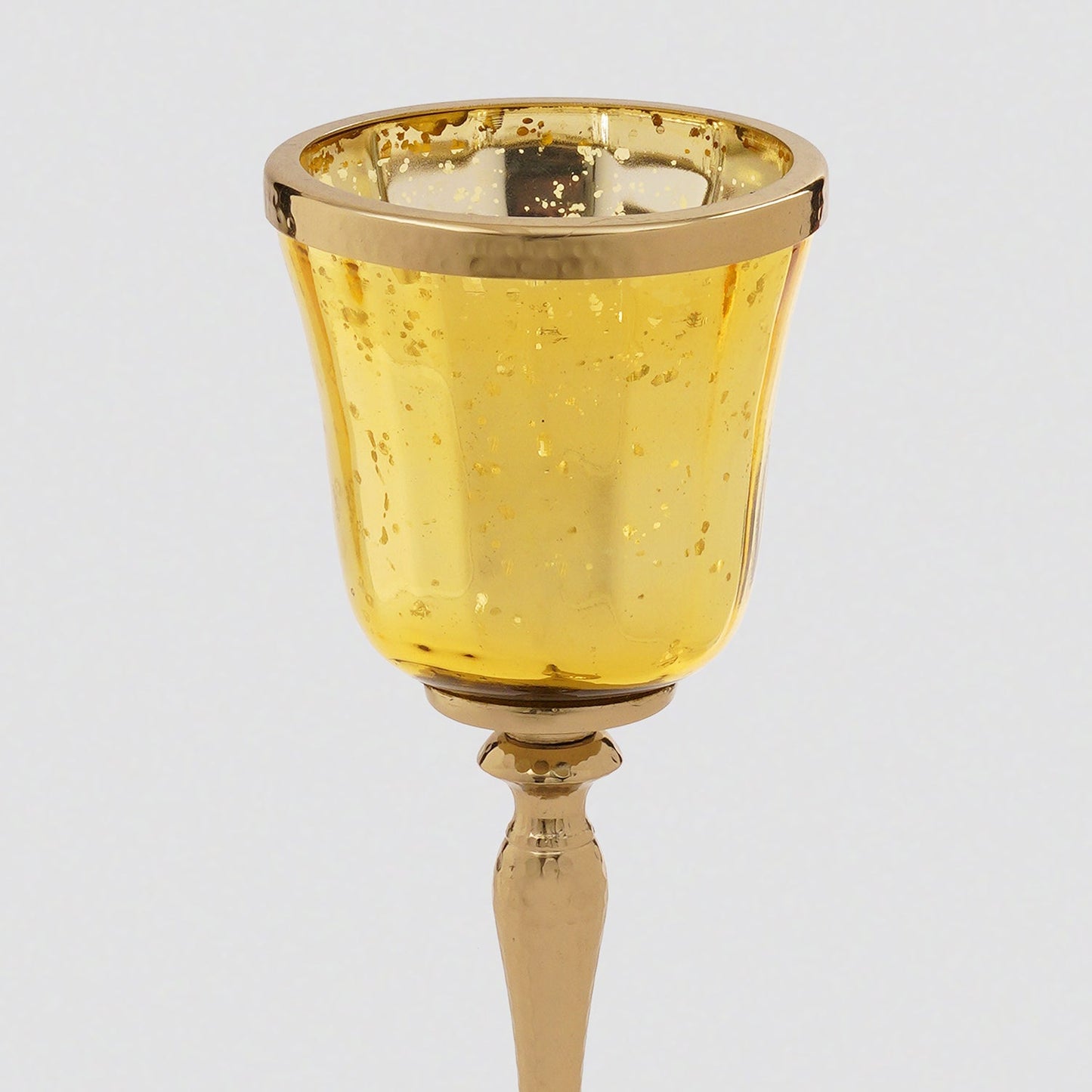 Gold Glass Hurricane With Hammered Base