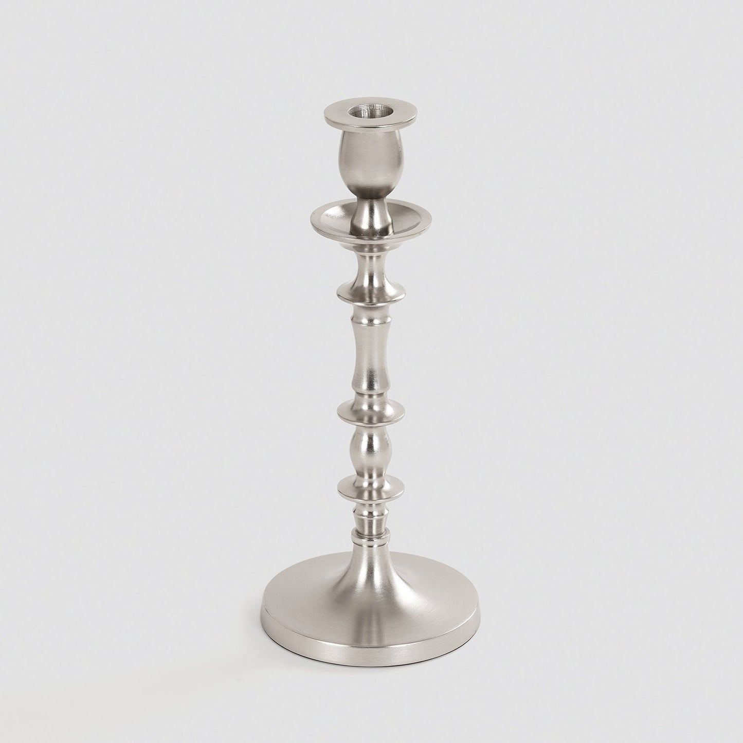 Silver Matt Finish Tall Candle Holder - Small