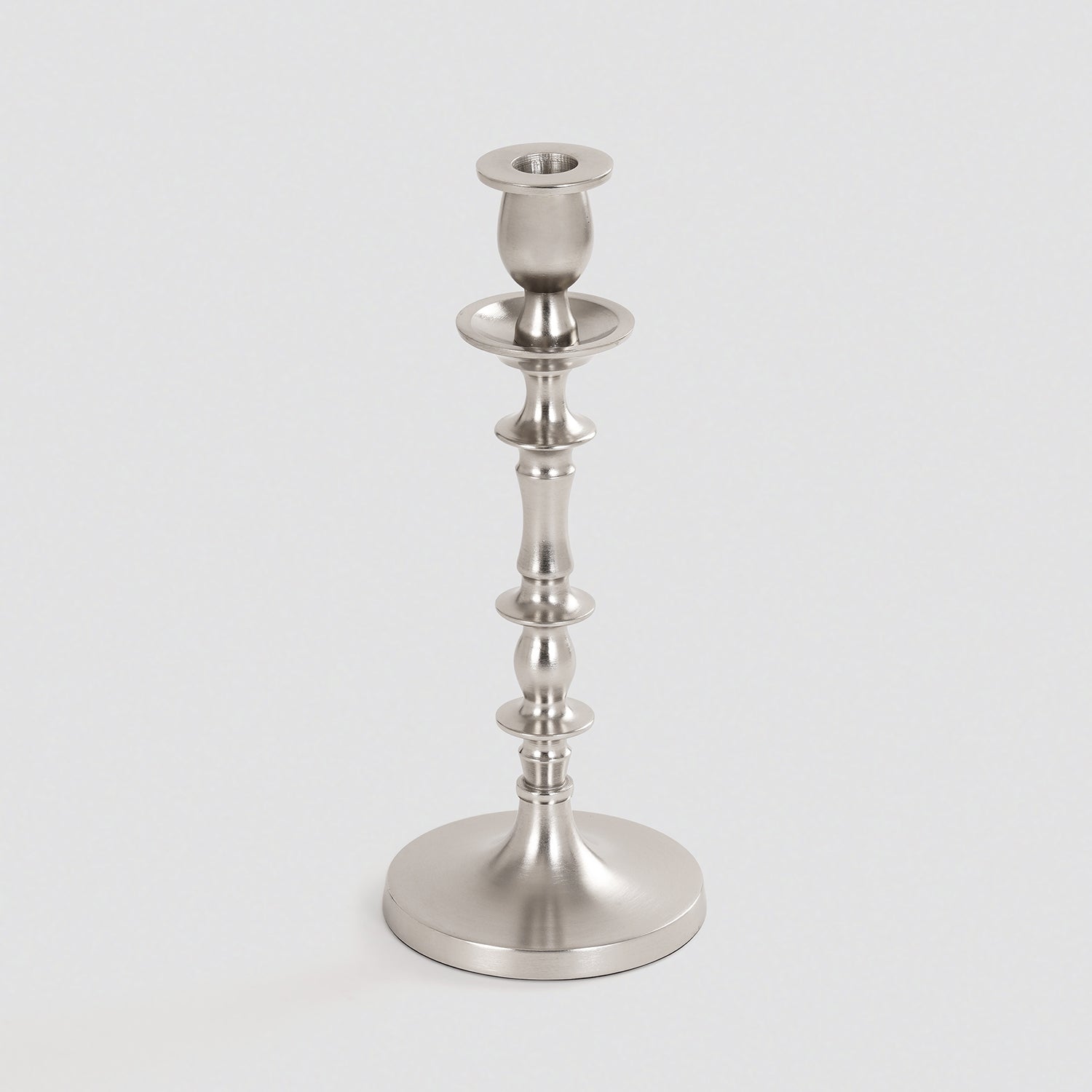 Silver Matt Finish Tall Candle Holder - Small
