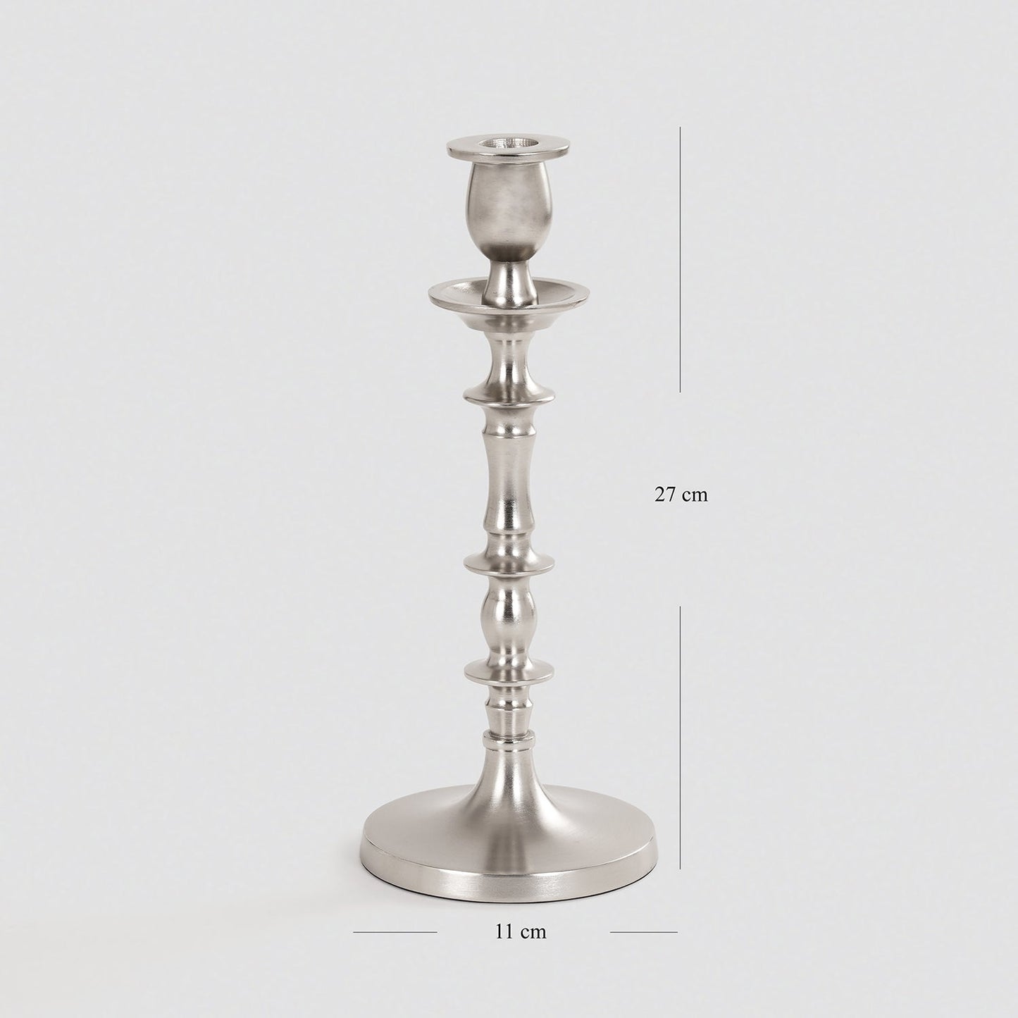 Silver Matt Finish Tall Candle Holder - Small