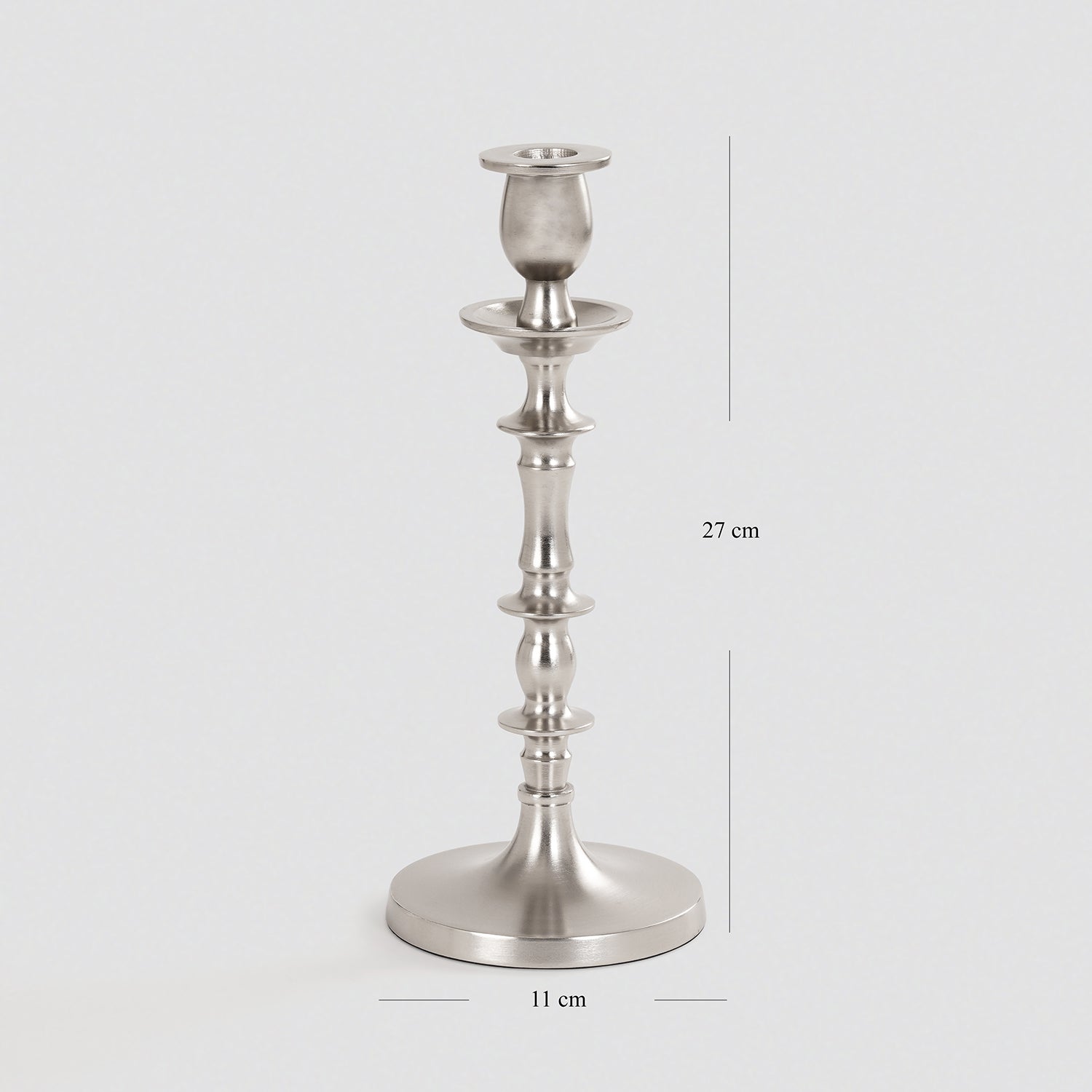 Silver Matt Finish Tall Candle Holder - Small