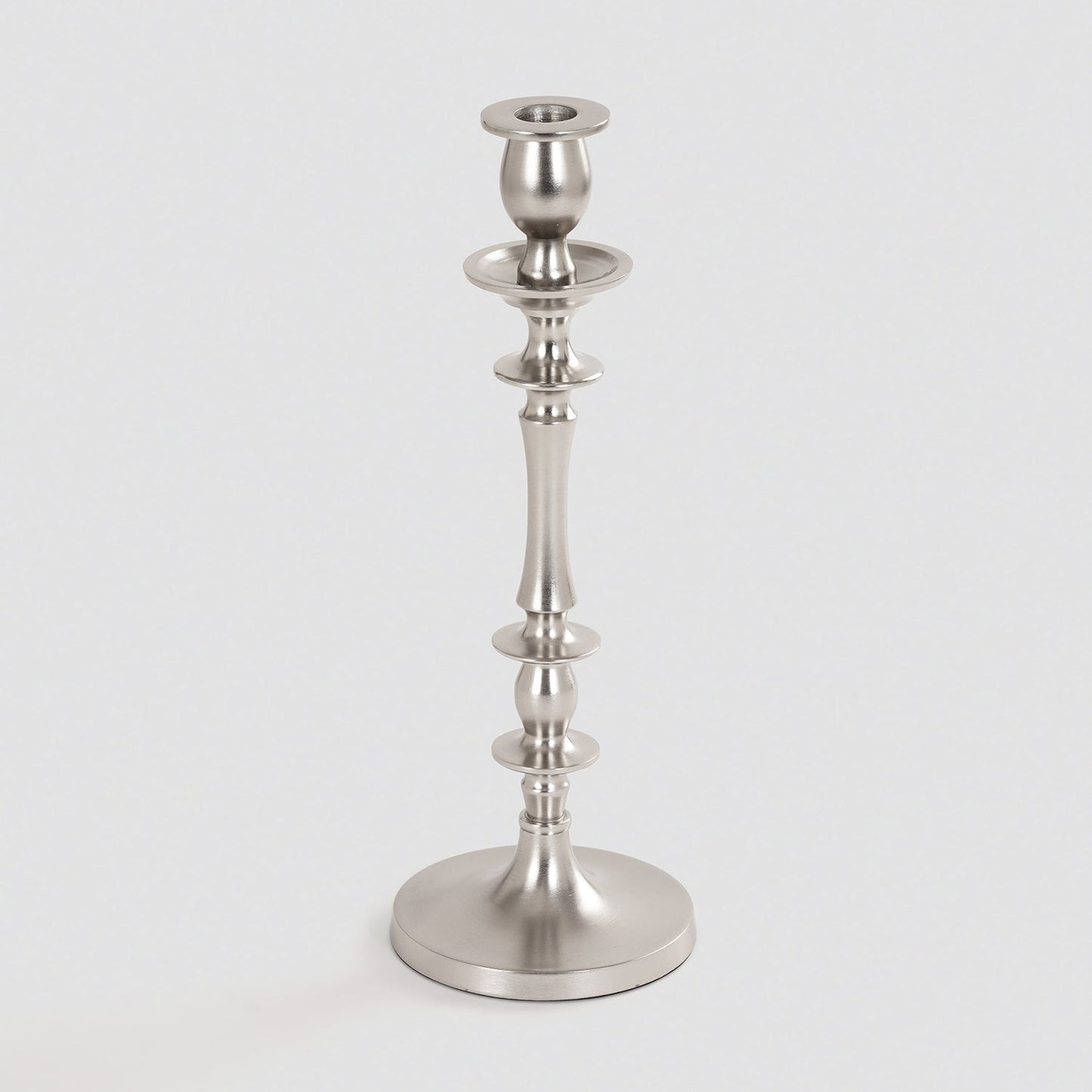 Silver Matt Finish Tall Candle Holder - Large