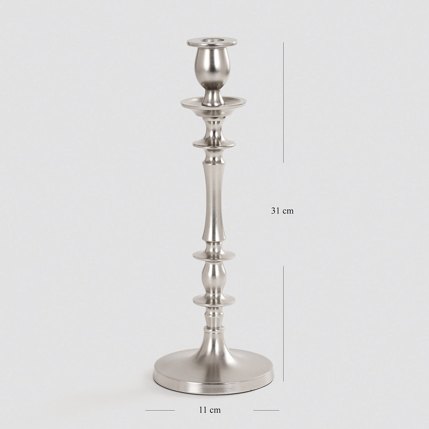 Silver Matt Finish Tall Candle Holder - Large