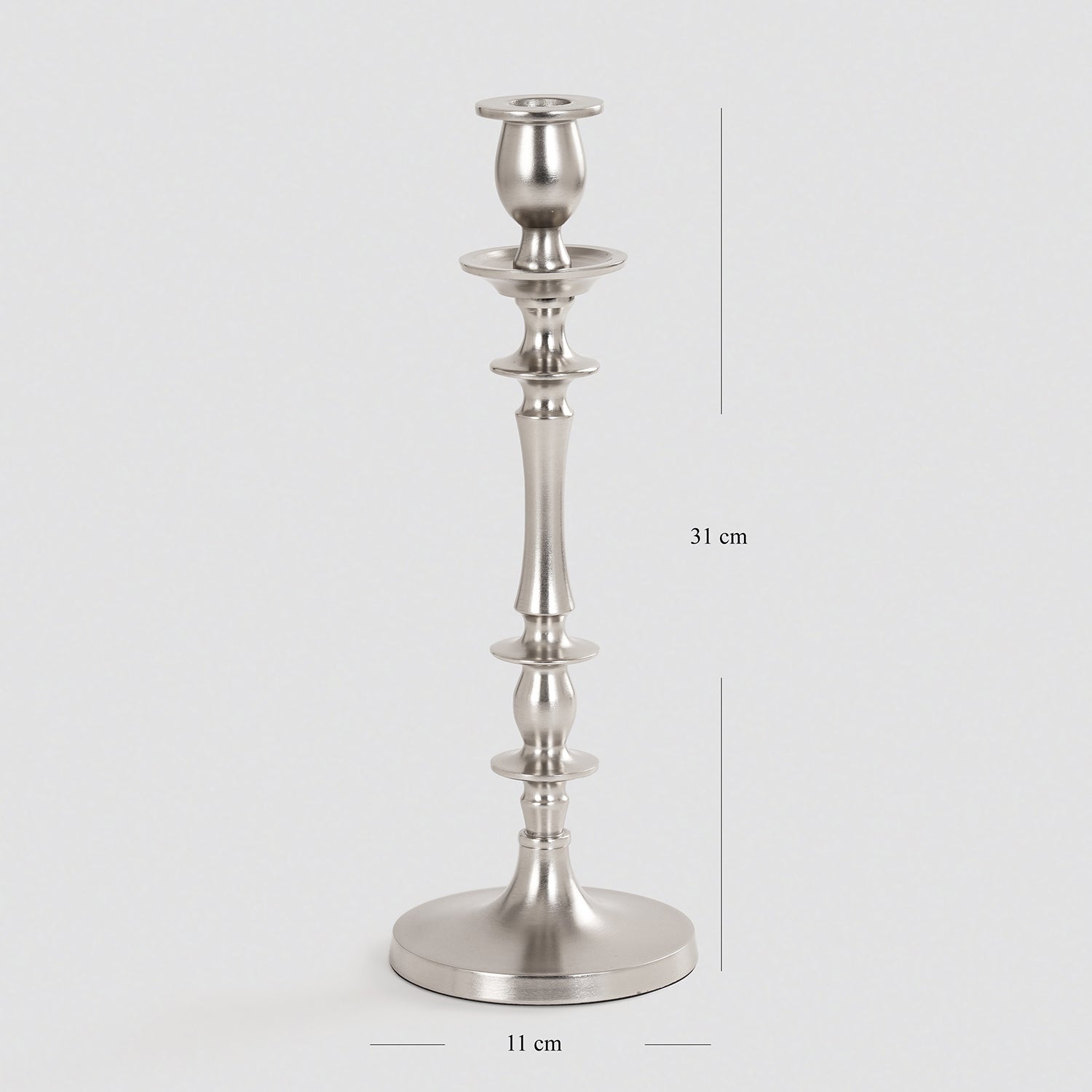 Silver Matt Finish Tall Candle Holder - Large
