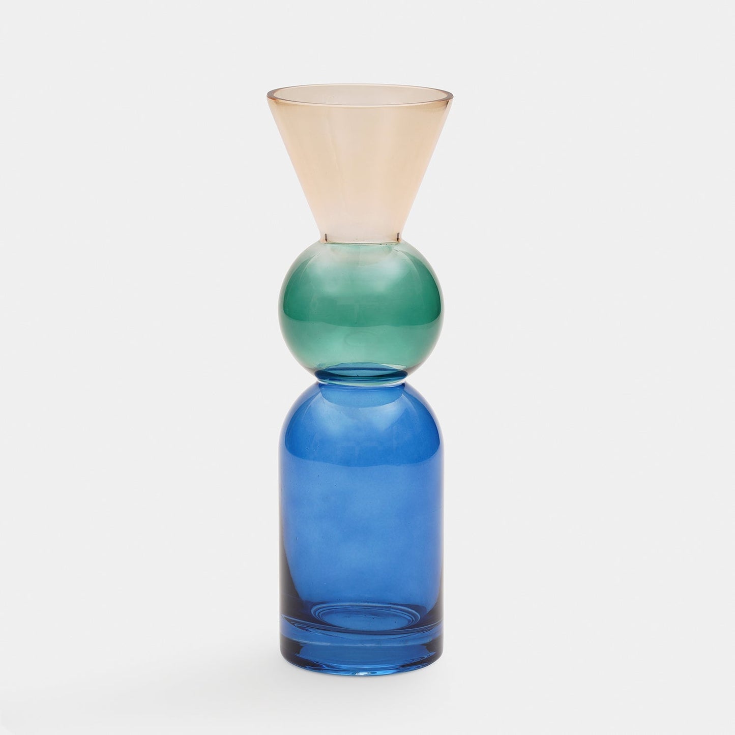 Blue Geometric Multi Shaped Glass Vase