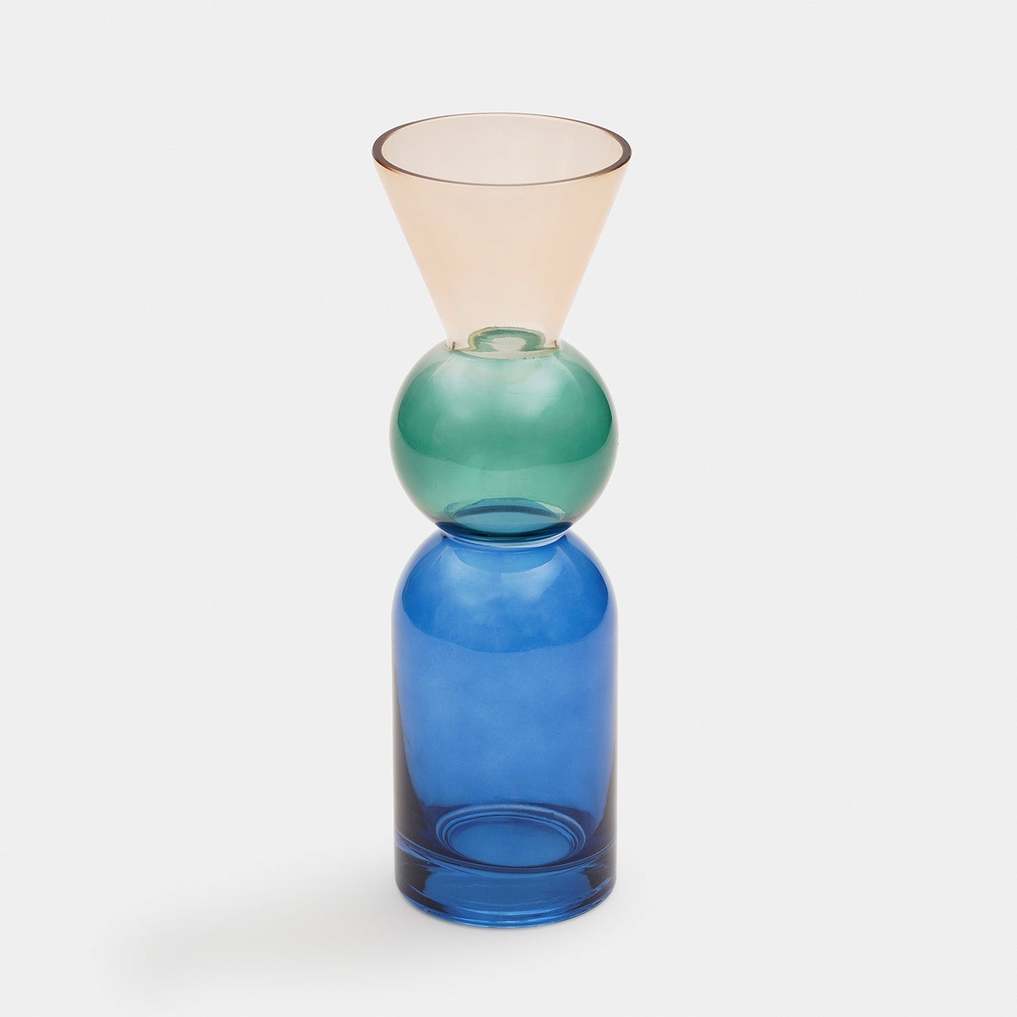Blue Geometric Multi Shaped Glass Vase