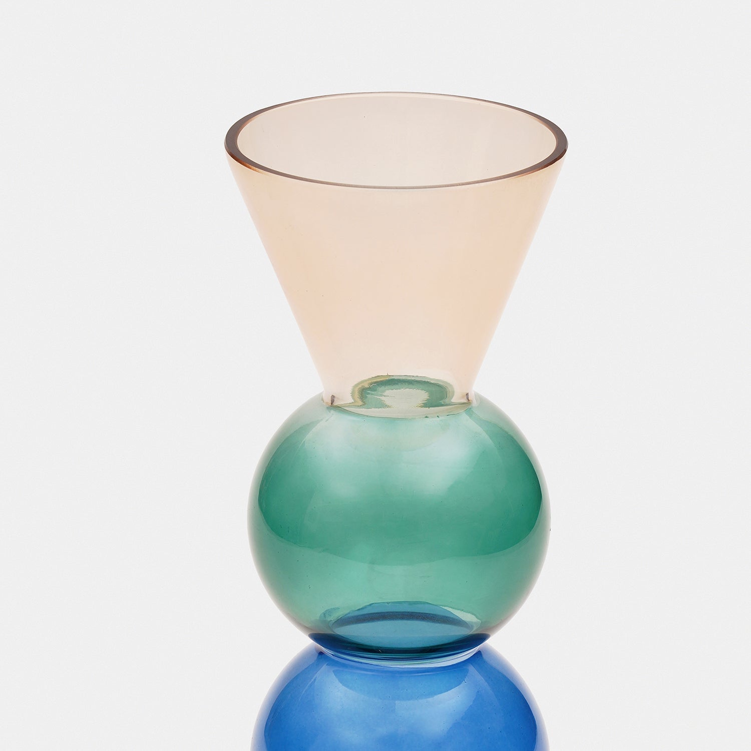 Blue Geometric Multi Shaped Glass Vase