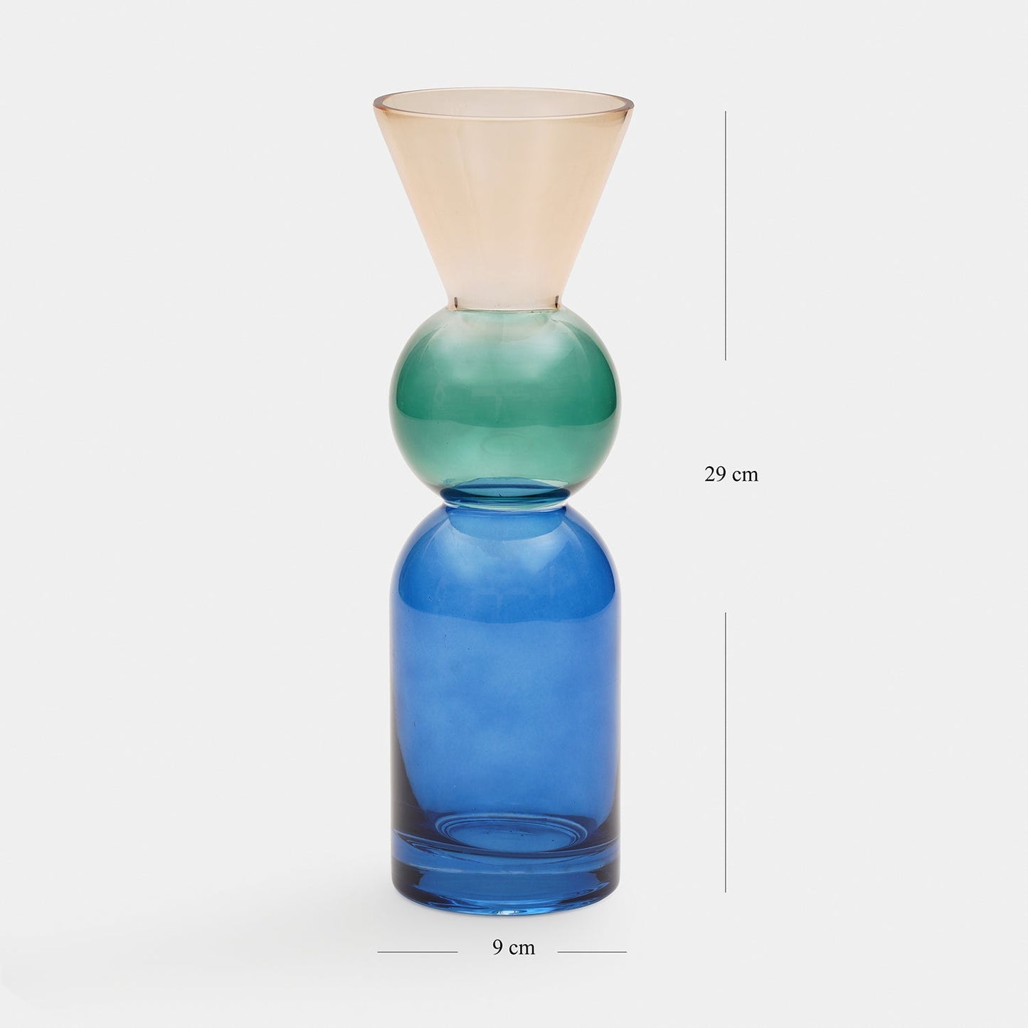 Blue Geometric Multi Shaped Glass Vase