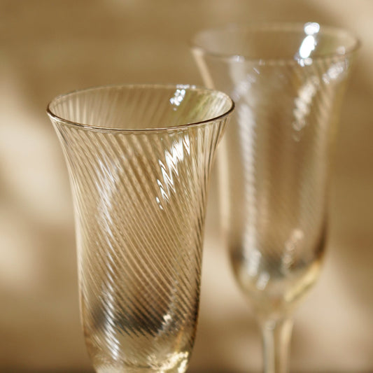 Set of 2 Light Amber Swirl Textured Champagne Flutes