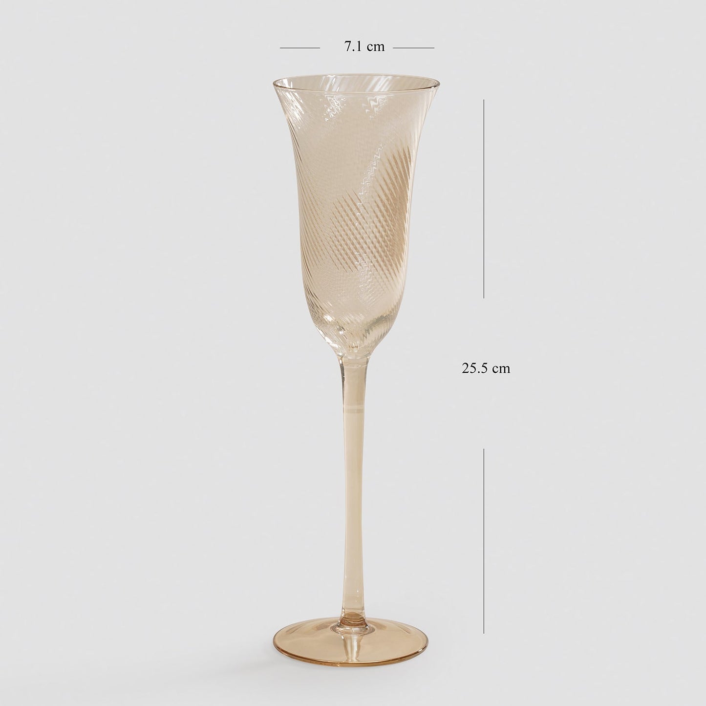 Set of 2 Light Amber Swirl Textured Champagne Flutes