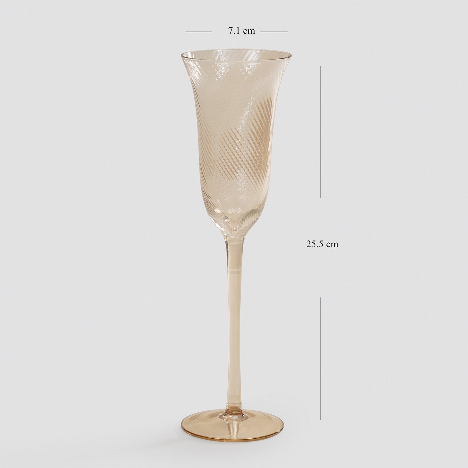 Set of 2 Light Amber Swirl Textured Champagne Flutes