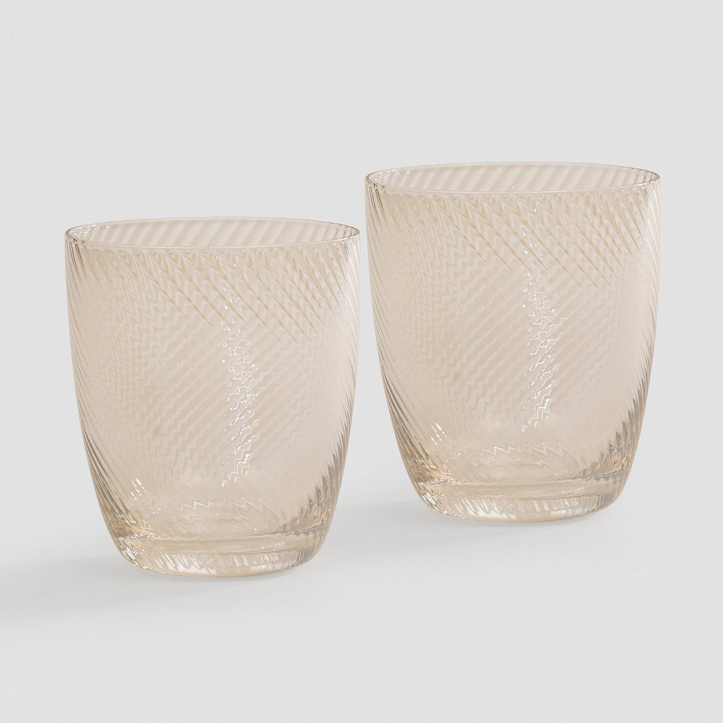 Set of 2 Light Amber Swirl Textured Drinking Glasses