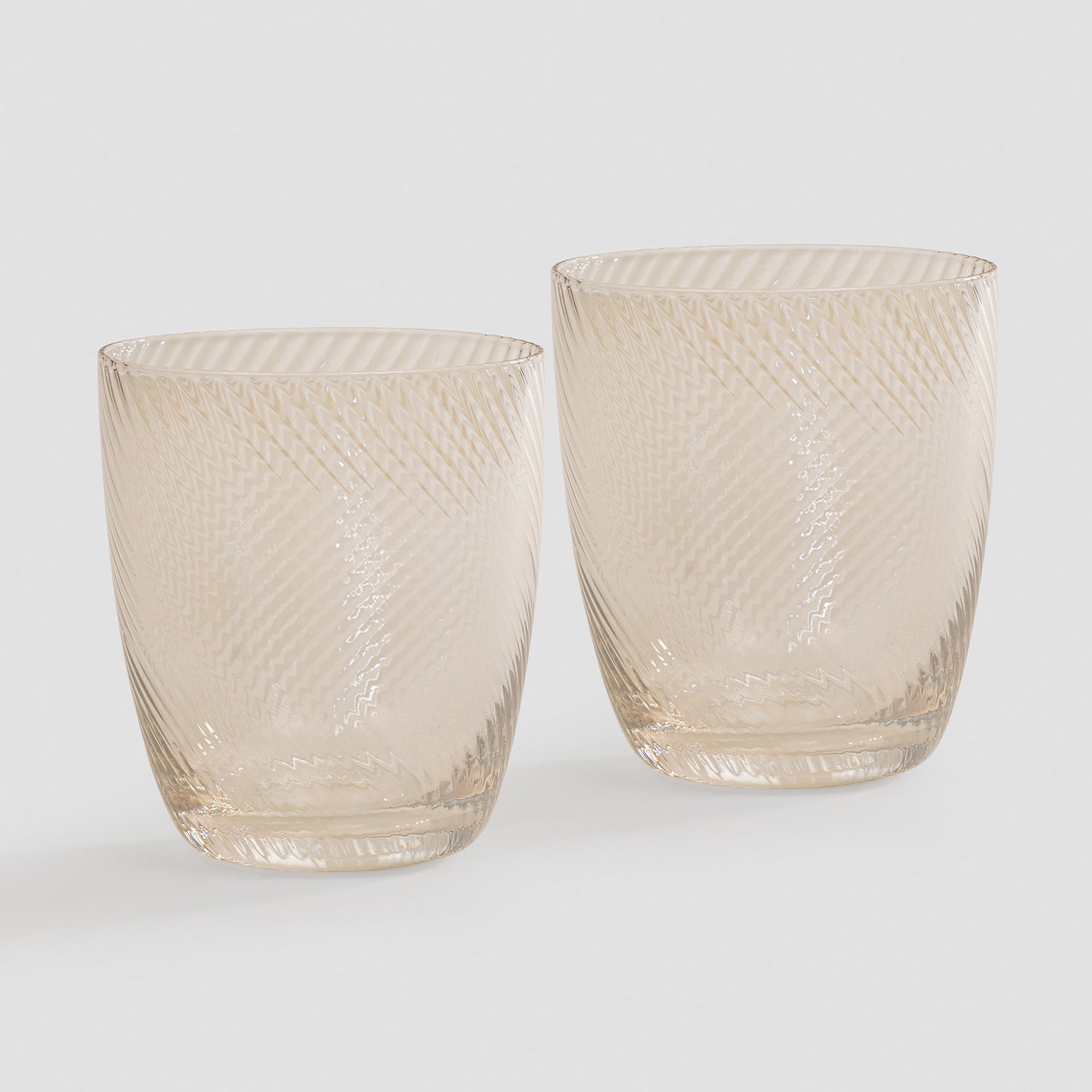 Set of 2 Light Amber Swirl Textured Drinking Glasses