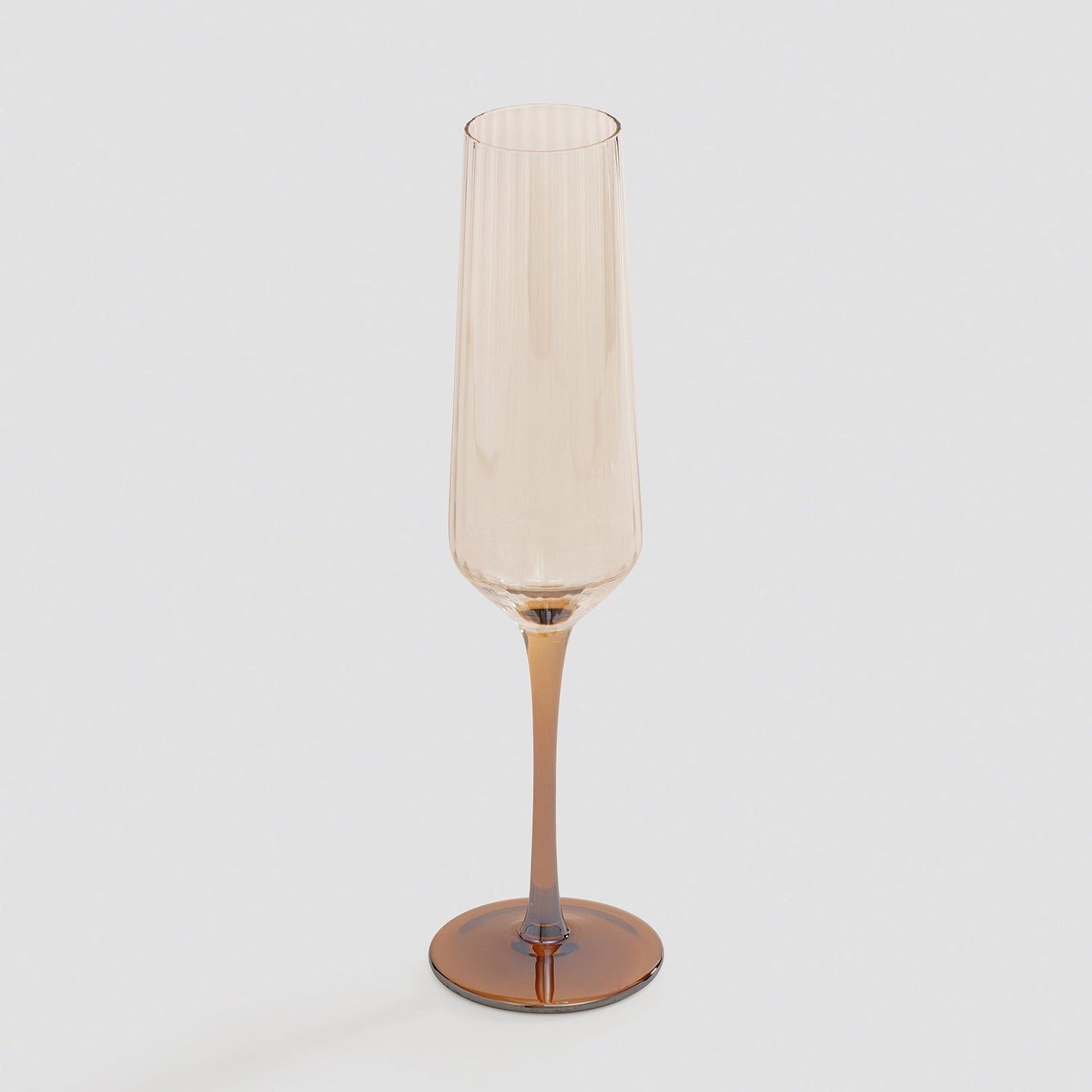 Set of 2 Amber Ombre Ribbed Texture Champagne Flutes