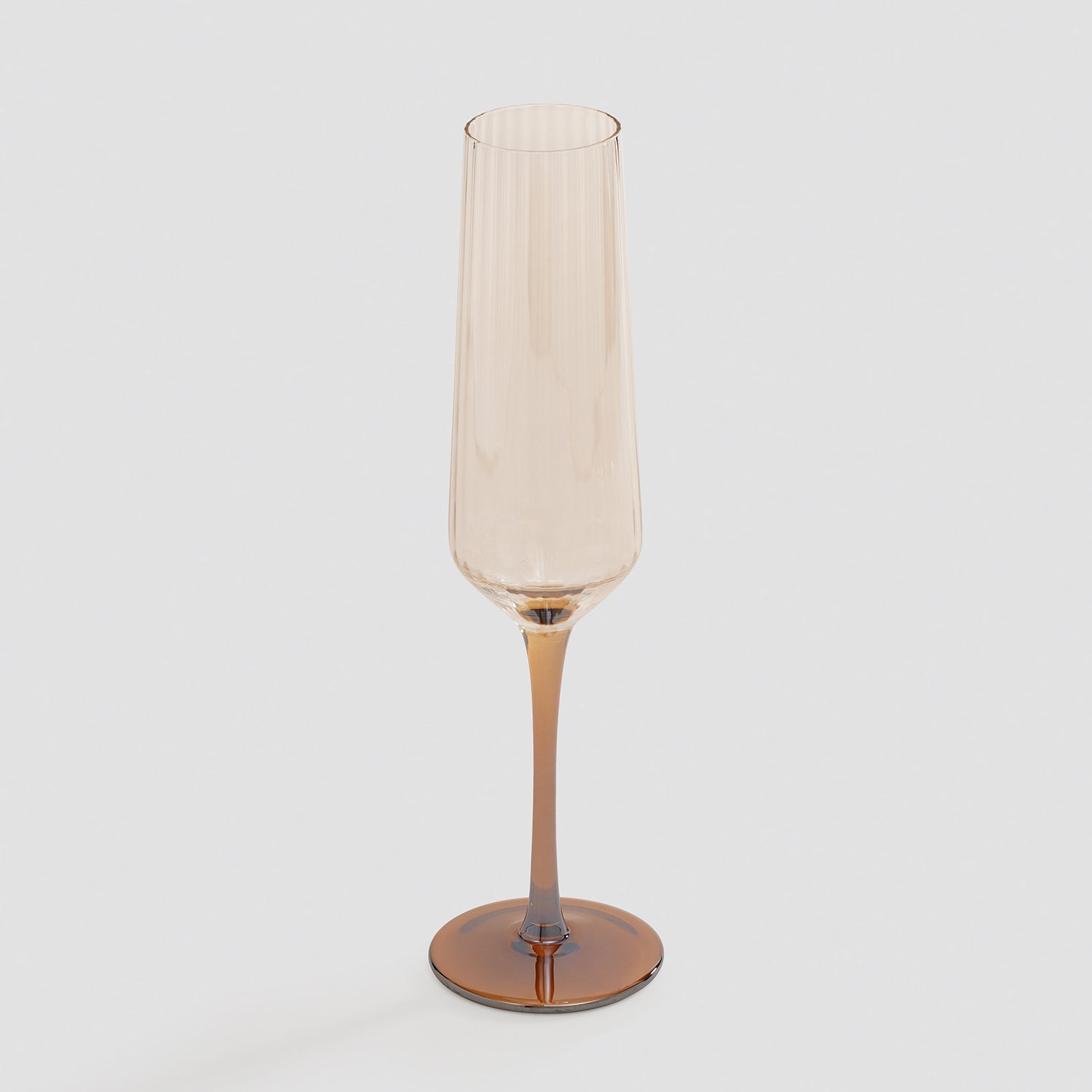 Set of 2 Amber Ombre Ribbed Texture Champagne Flutes