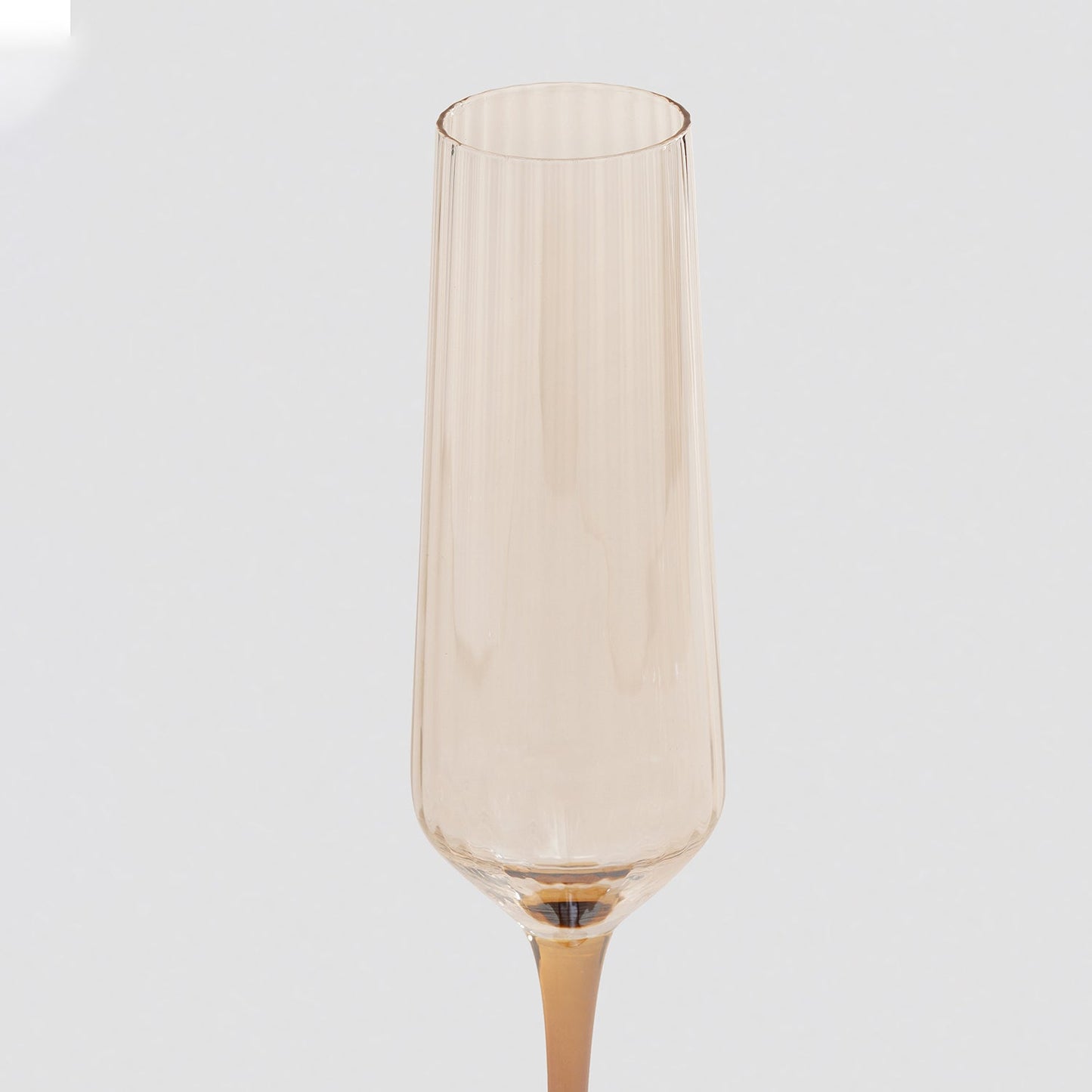 Set of 2 Amber Ombre Ribbed Texture Champagne Flutes