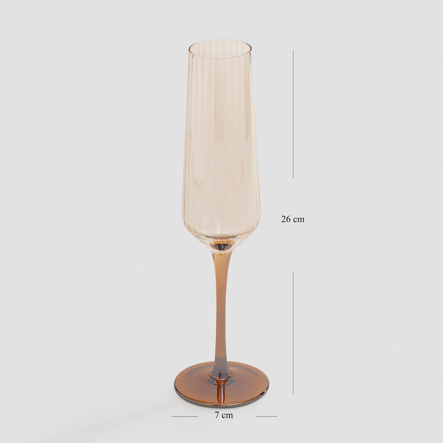 Set of 2 Amber Ombre Ribbed Texture Champagne Flutes