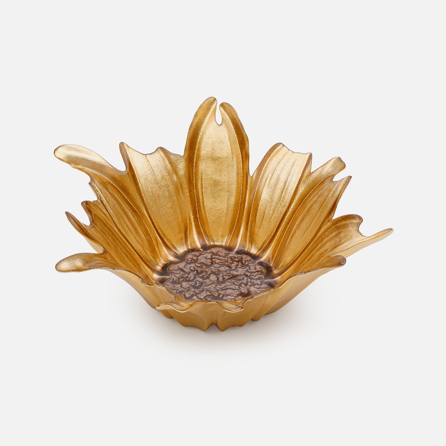 Gold & Brown Flower Deep Serving Bowl