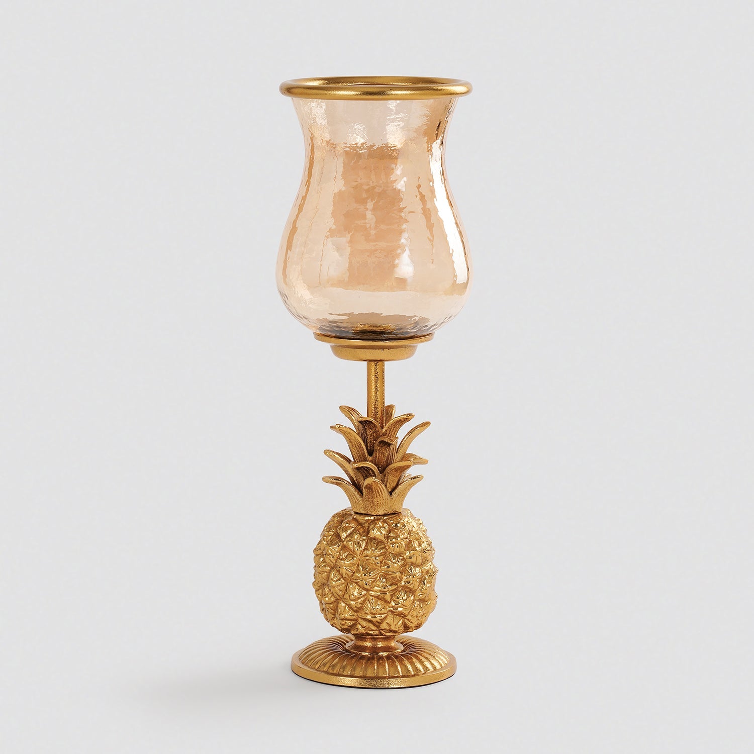 Gold Pineapple Hurricane Candle Holder