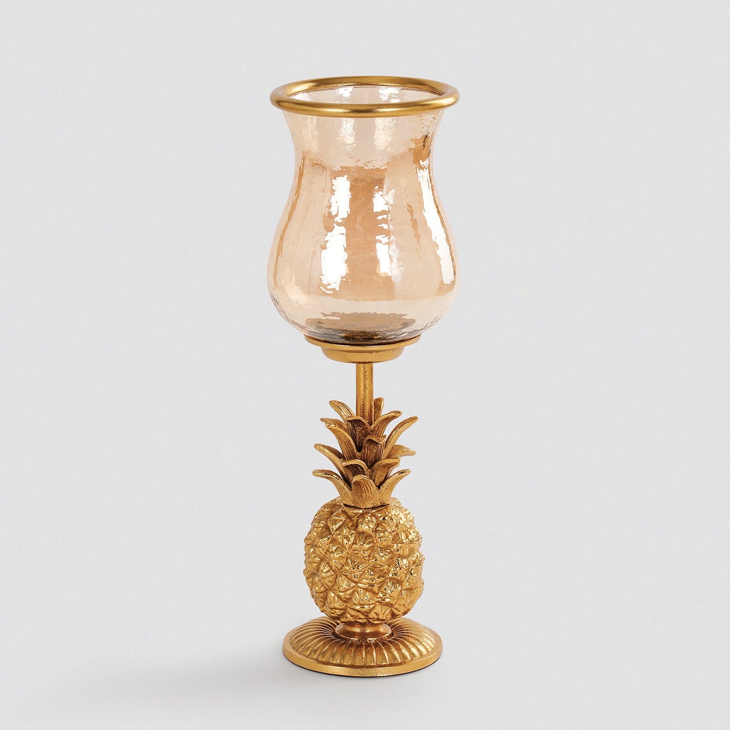 Gold Pineapple Hurricane Candle Holder