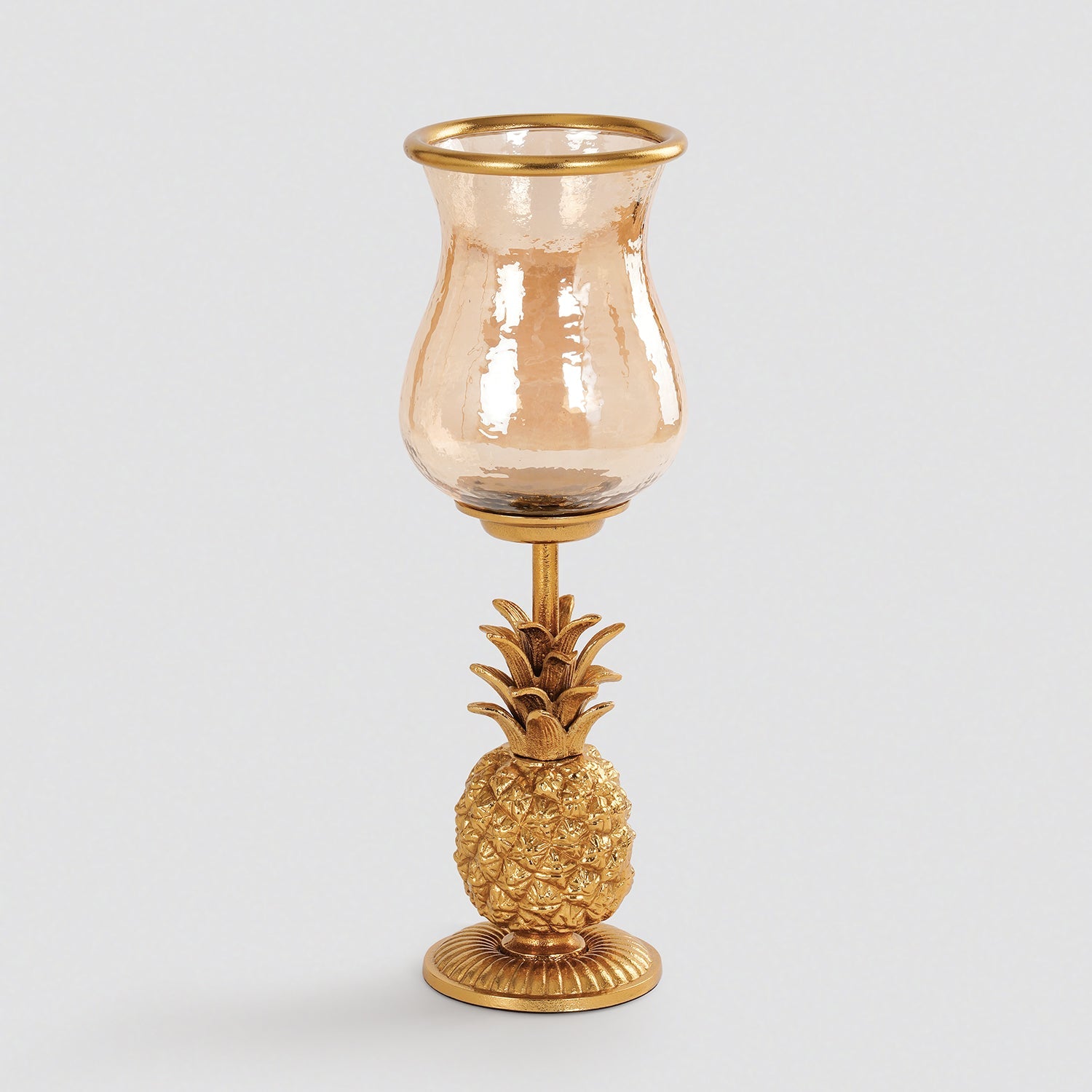 Gold Pineapple Hurricane Candle Holder
