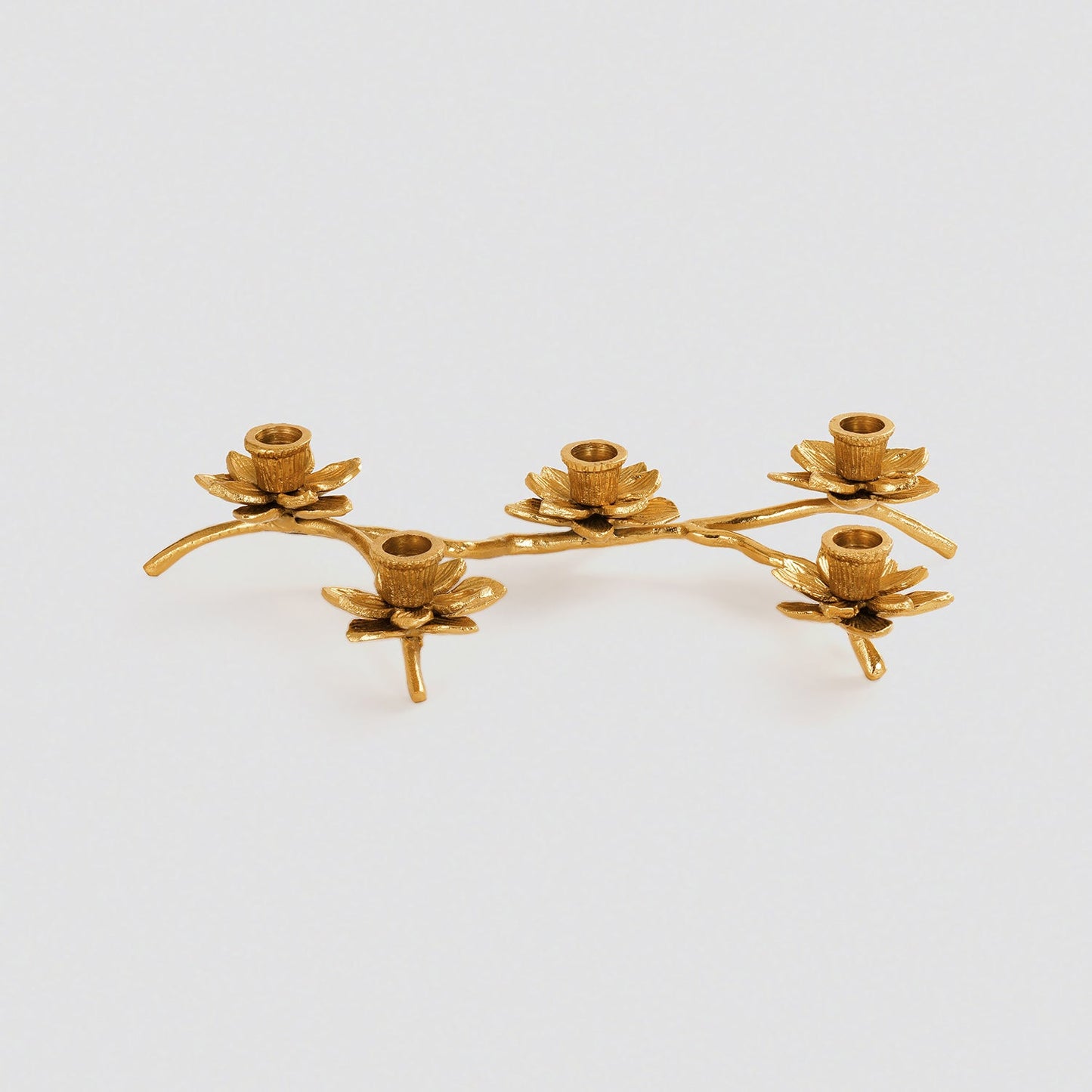 Gold 5 Arm Flower Taper Candle Holder