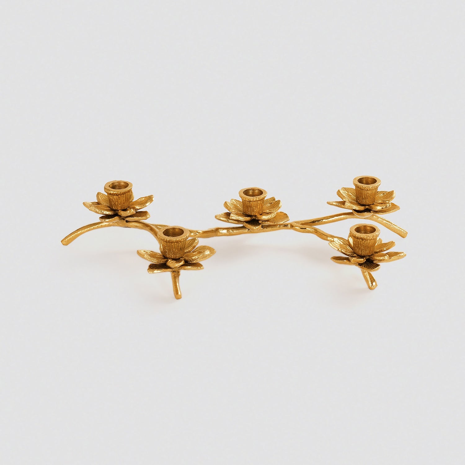 Gold 5 Arm Flower Taper Candle Holder