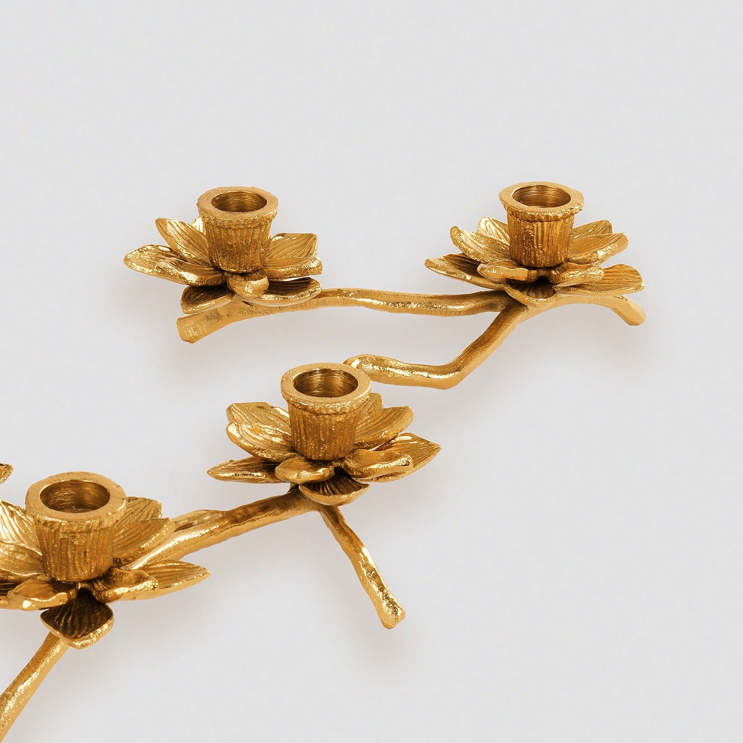 Gold 5 Arm Flower Taper Candle Holder