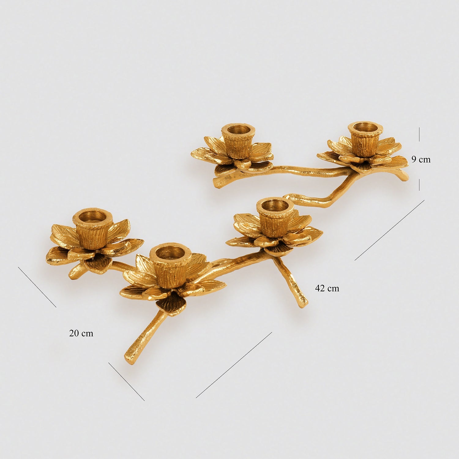 Gold 5 Arm Flower Taper Candle Holder