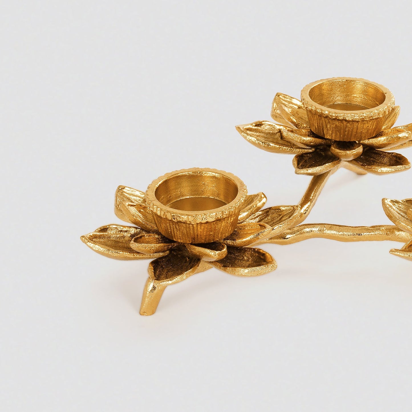 Gold 3 Arm Flower Candle Holder
