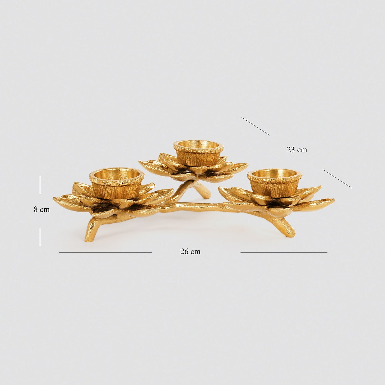 Gold 3 Arm Flower Candle Holder