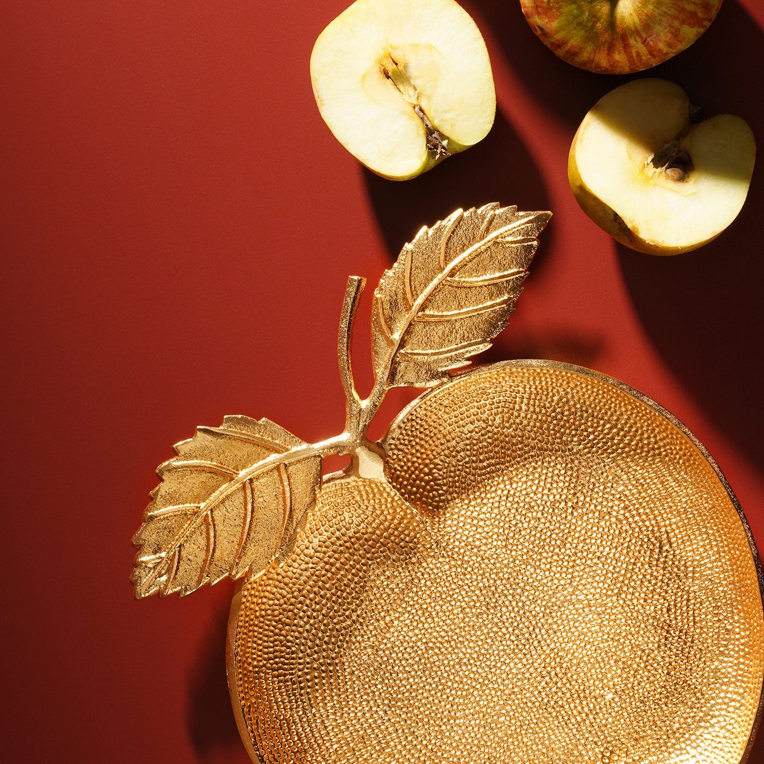 Gold Apple Shaped Textured Decorative Platter