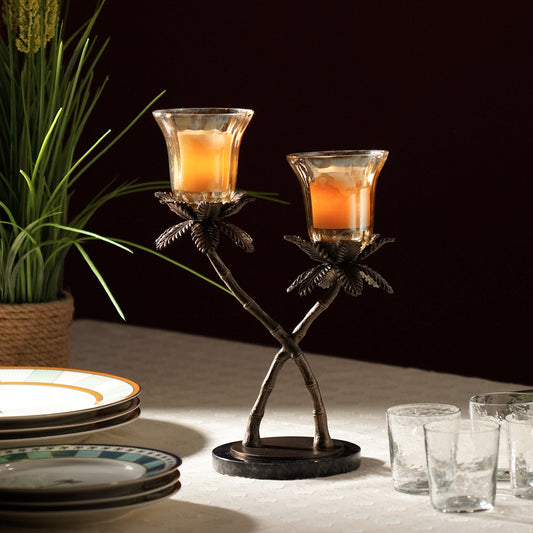 Brown Bronze Finish Dual Palm Tree Votive