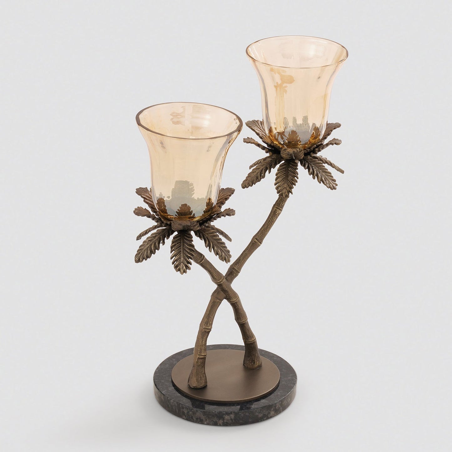Brown Bronze Finish Dual Palm Tree Votive